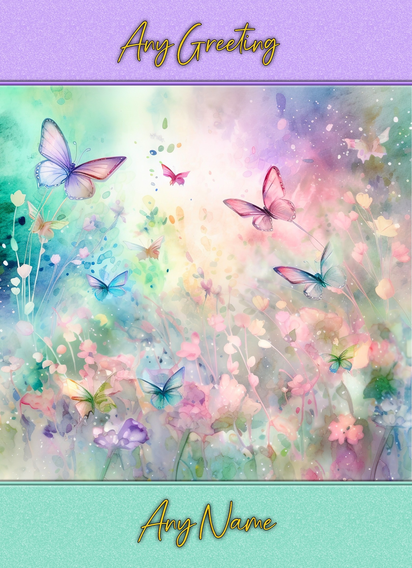 Personalised Butterfly Pastel Art Greeting Card (Birthday, Fathers Day, Any Occasion) 1