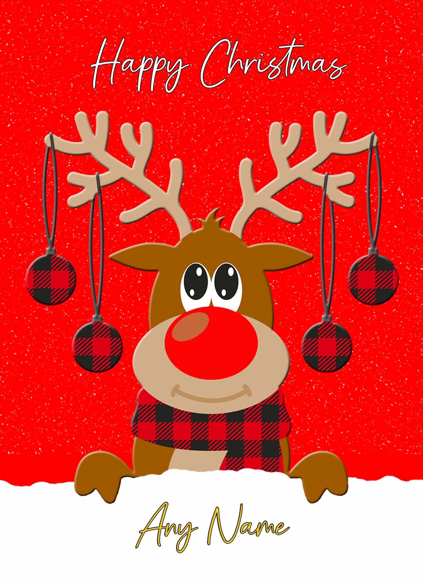 Personalised Reindeer Cartoon Christmas Card (Design 1)