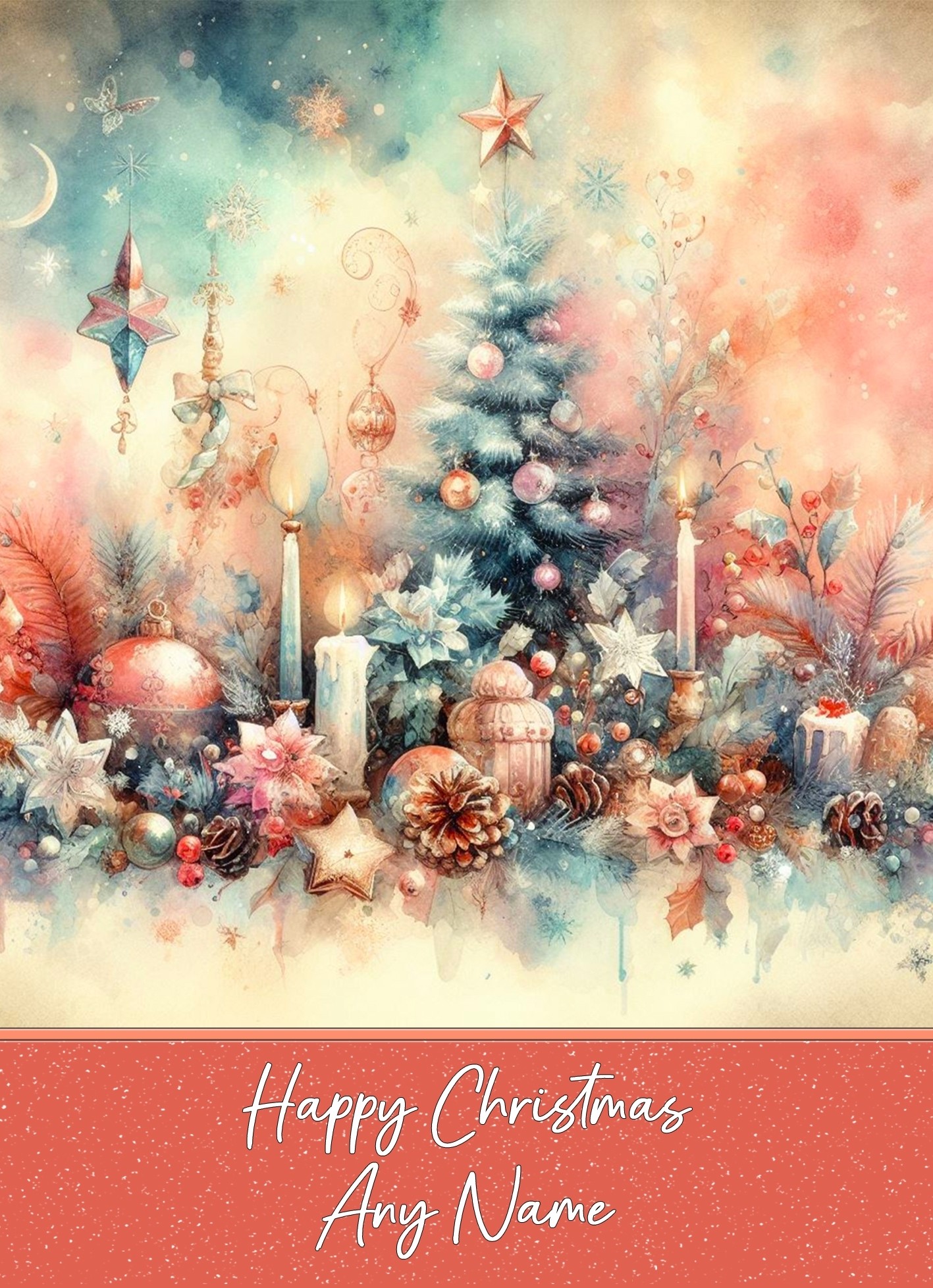 Personalised Christmas Scenery Art Greeting Card (Design 1)
