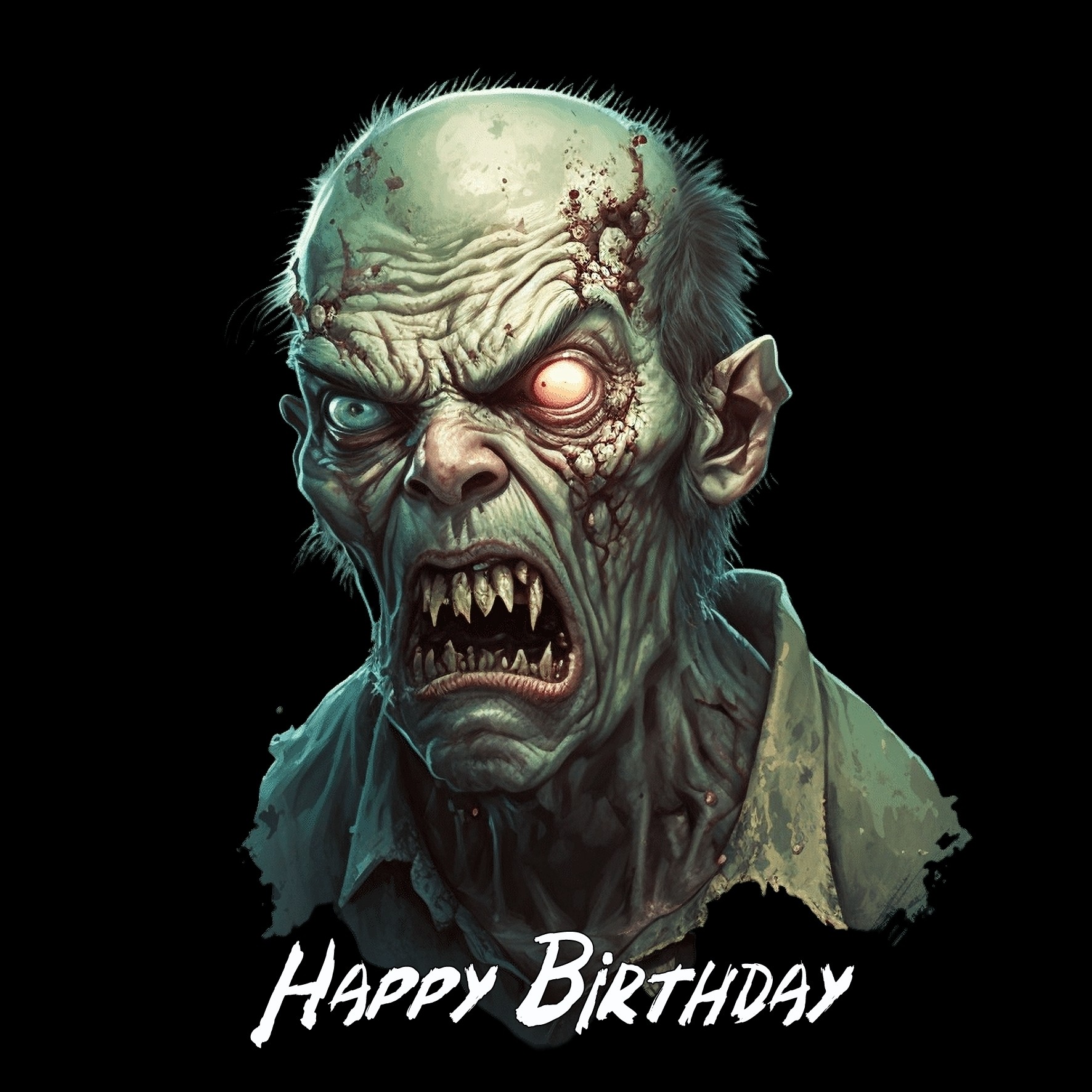 Fantasy Zombie Art Square Birthday Card Design 1