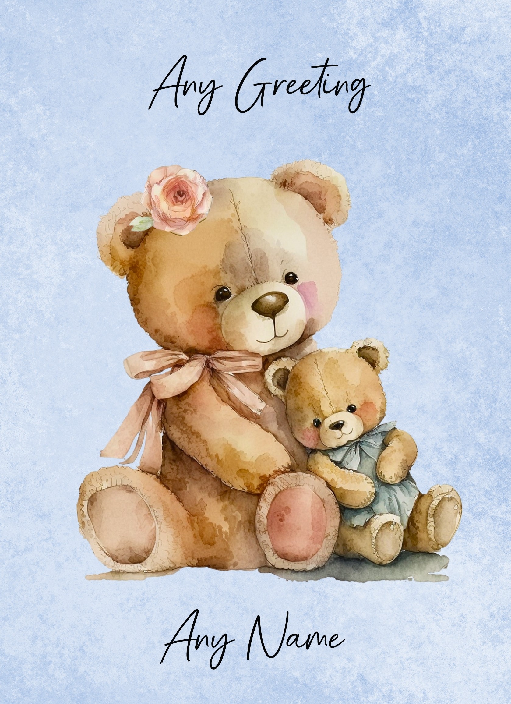 Personalised Cute Bear Art Greeting Card (Birthday, Fathers Day, Any Occasion) Design 1