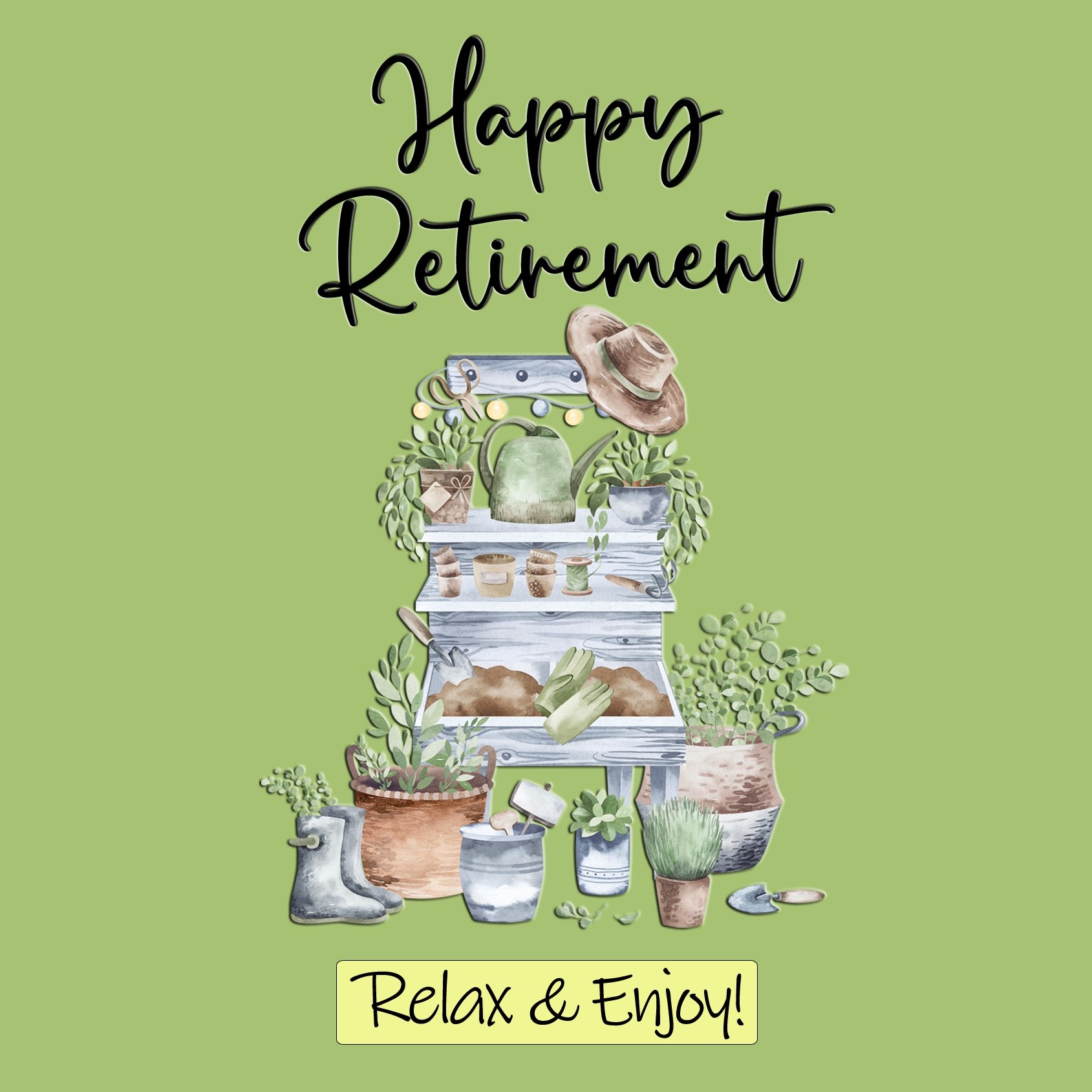 Happy Retirement Congratulations Square Card (Green)