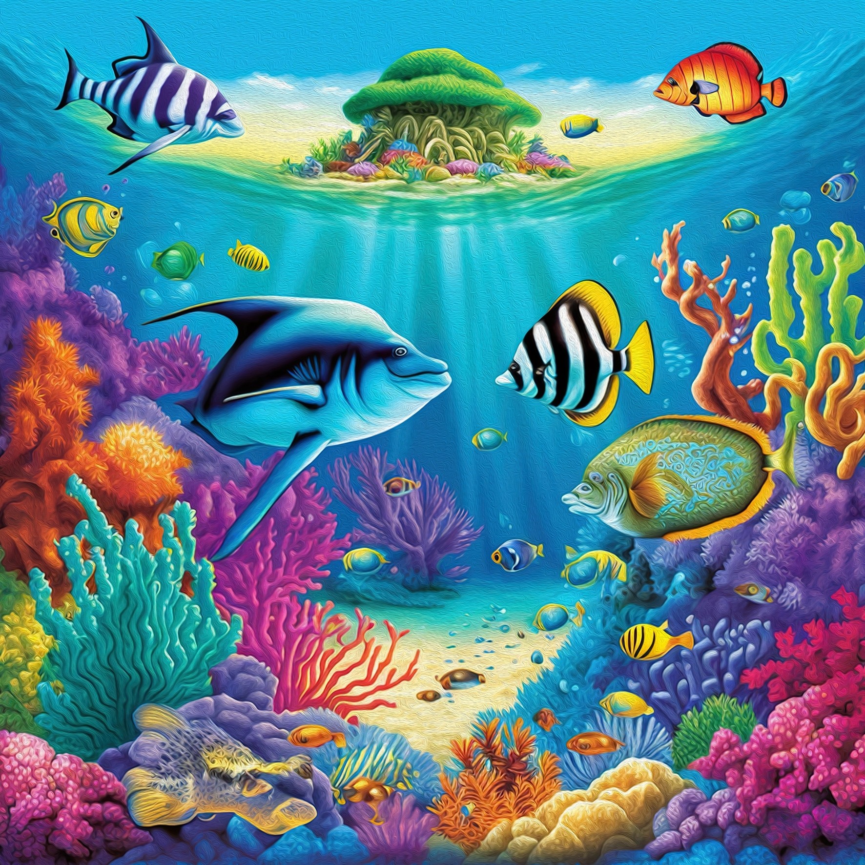 Coral Reef Colourful Fish Art Blank Greeting Card