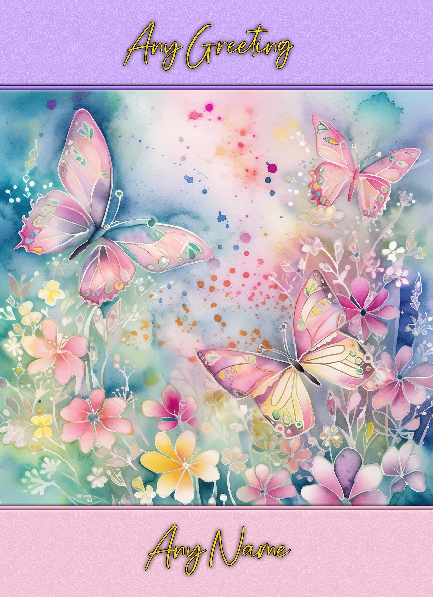 Personalised Butterfly Pastel Art Greeting Card (Birthday, Fathers Day, Any Occasion) 2
