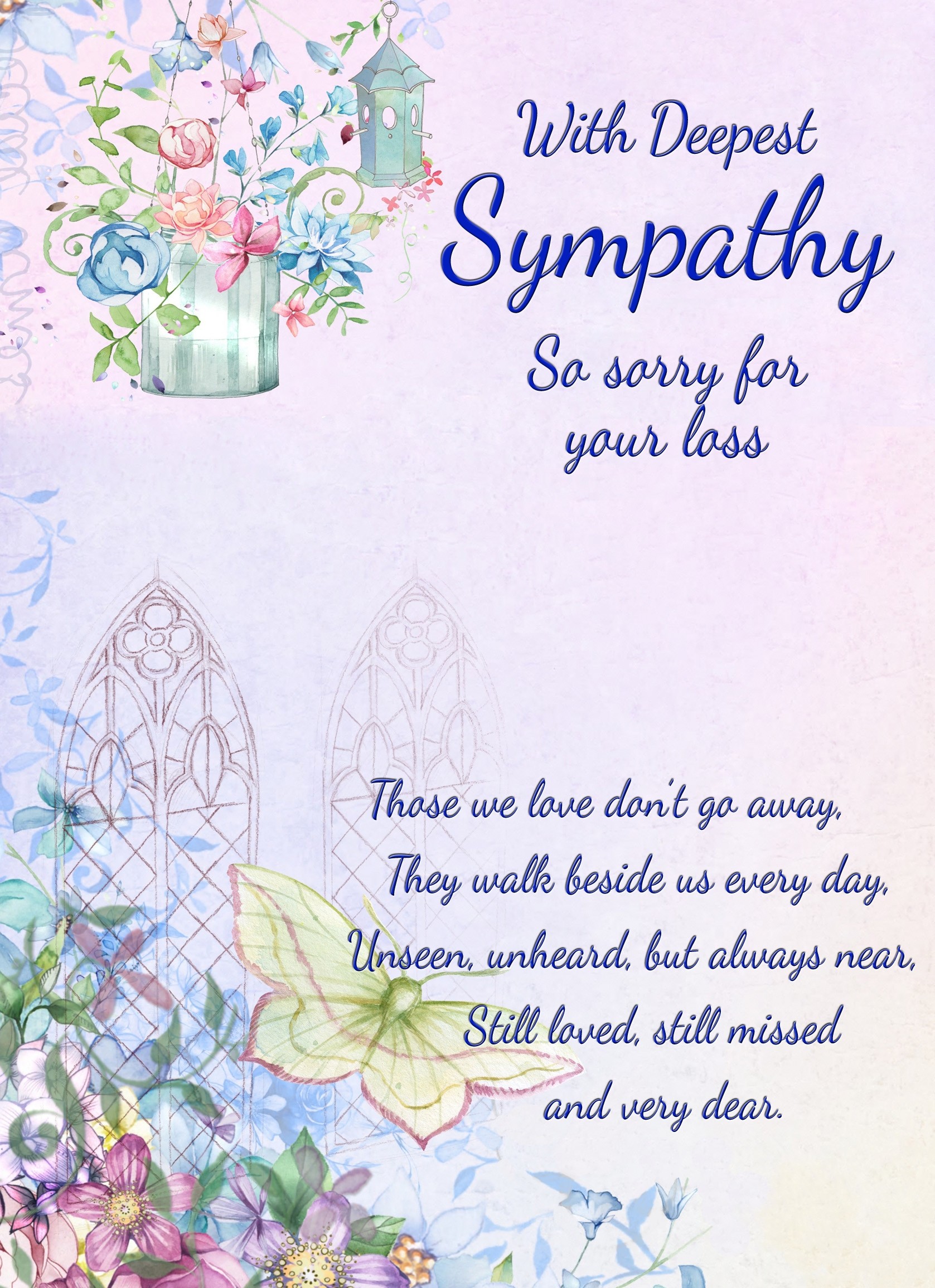 Sympathy Bereavement Card (With Deepest Sympathy, Butterfly)