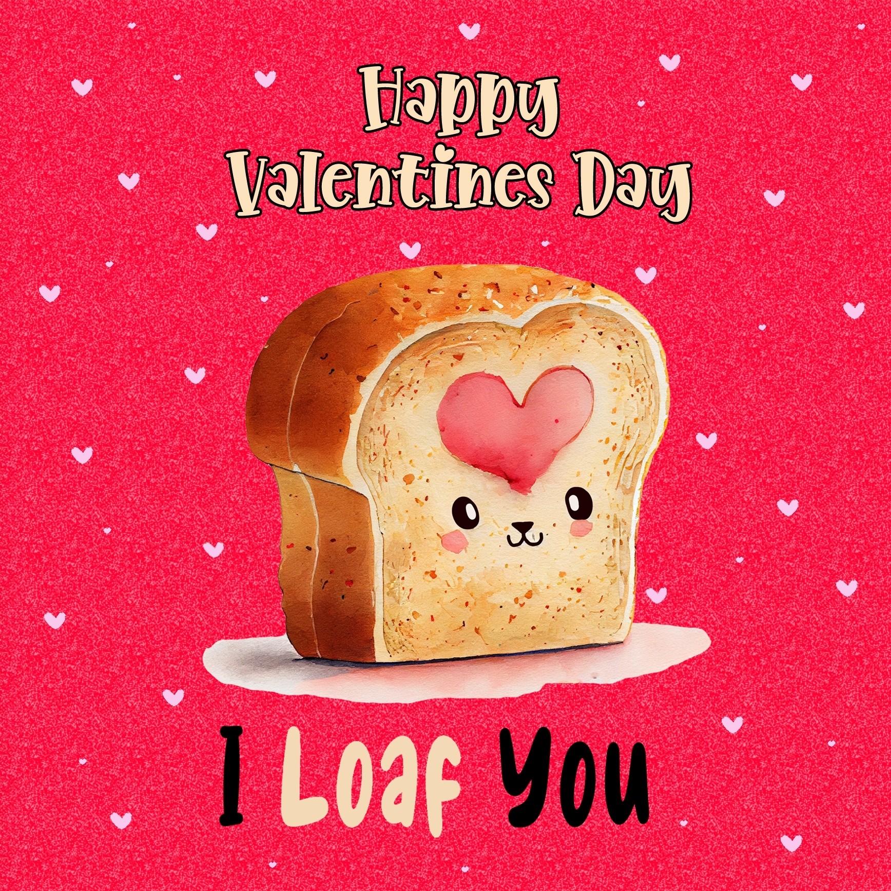 Funny Pun Valentines Day Square Card (Loaf You)