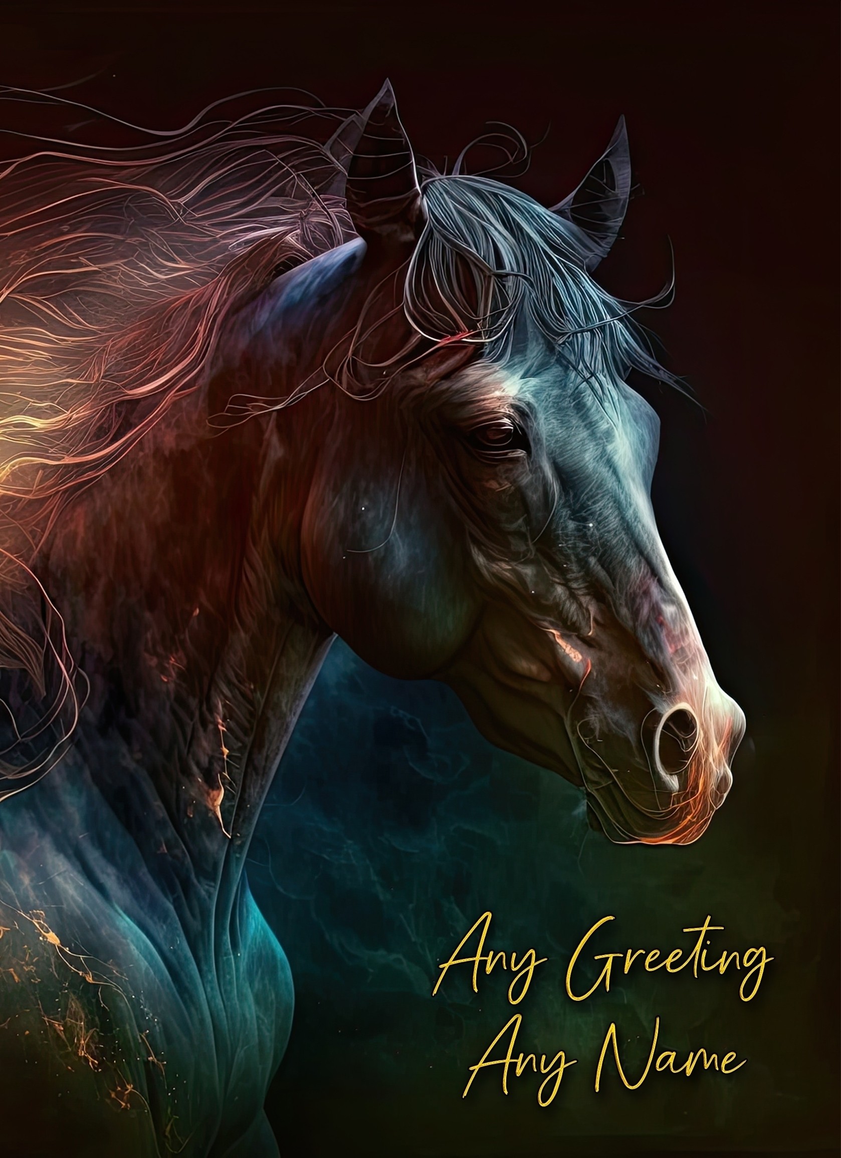 Personalised Fantasy Horse Greeting Card (Birthday, Fathers Day, Any Occasion) Design 3