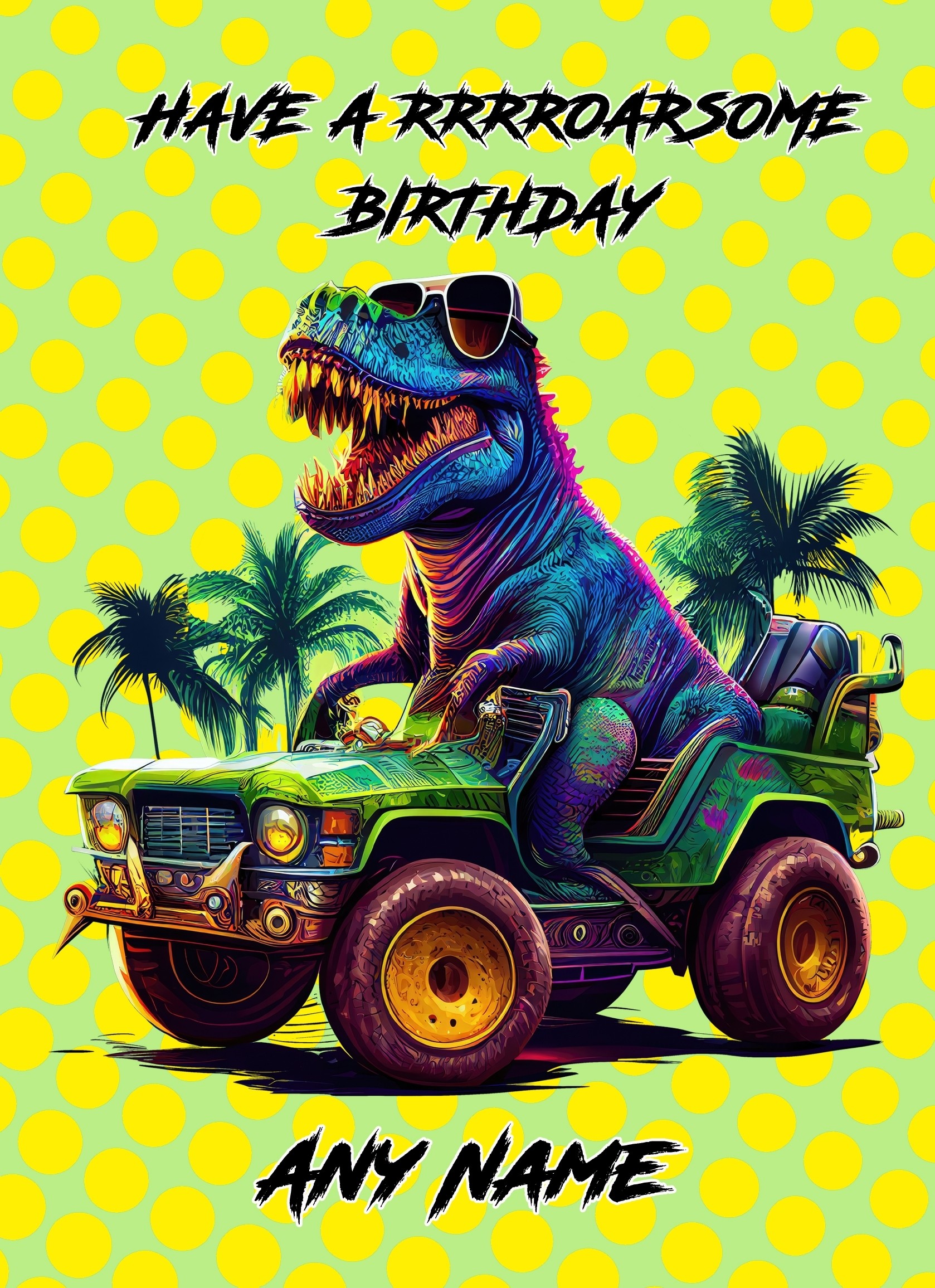 Personalised Dinosaur T Rex Birthday Card 3