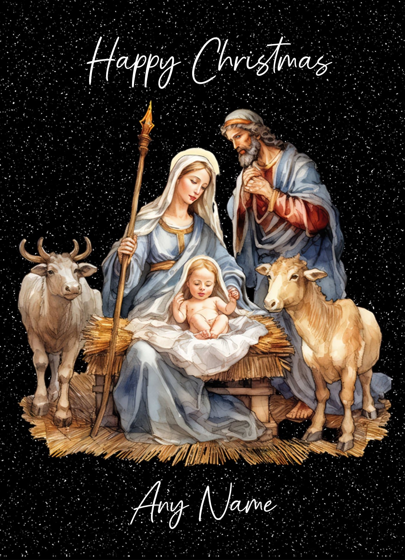 Personalised Nativity Scene Christmas Card (Design 3)