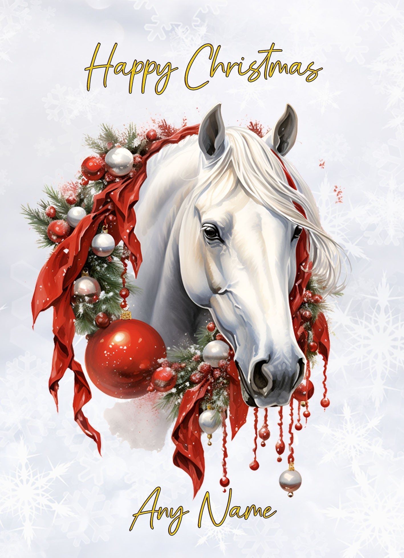 Personalised Horse Art Christmas Card (Design 3)