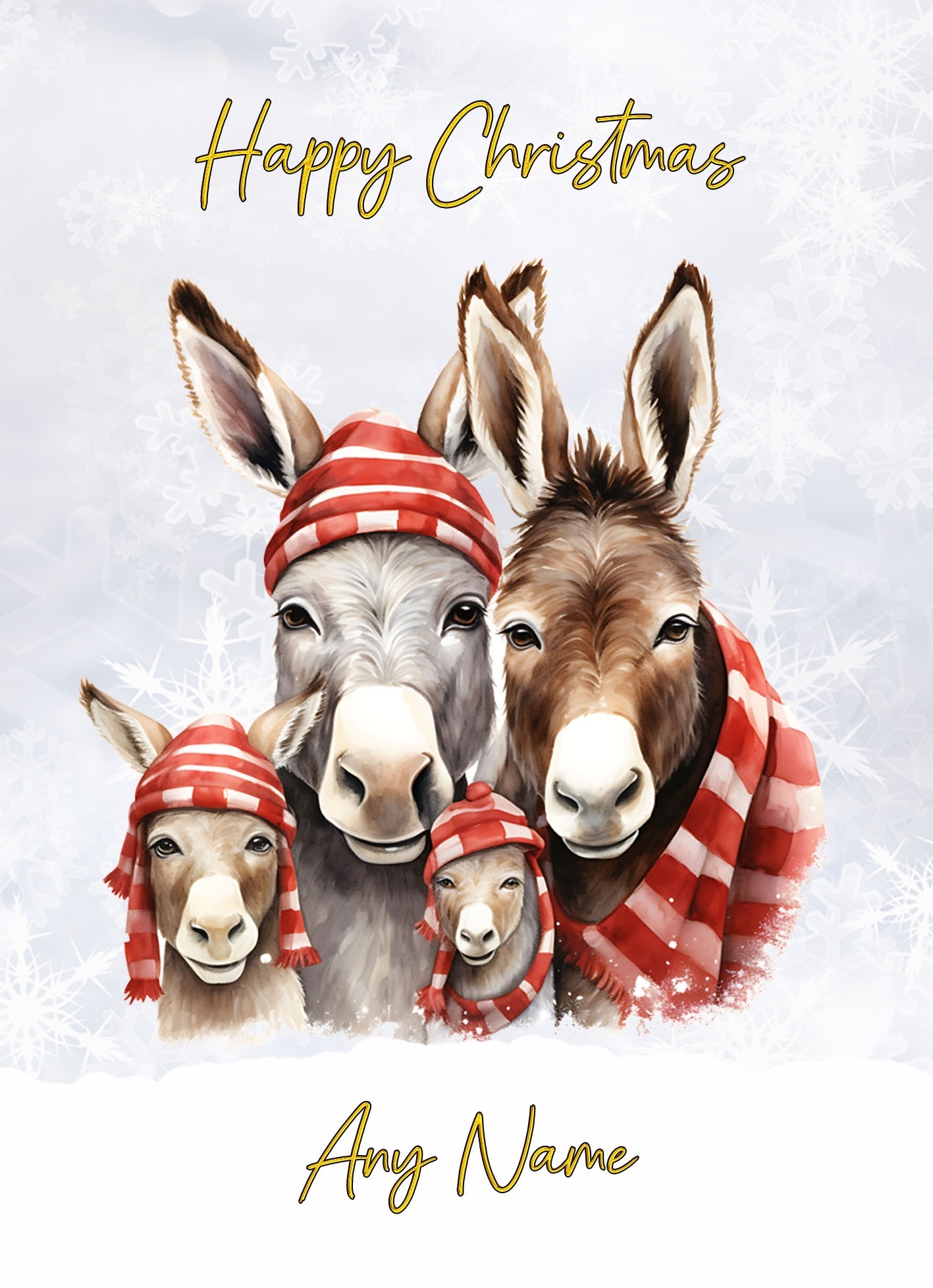 Personalised Donkey Family Christmas Card