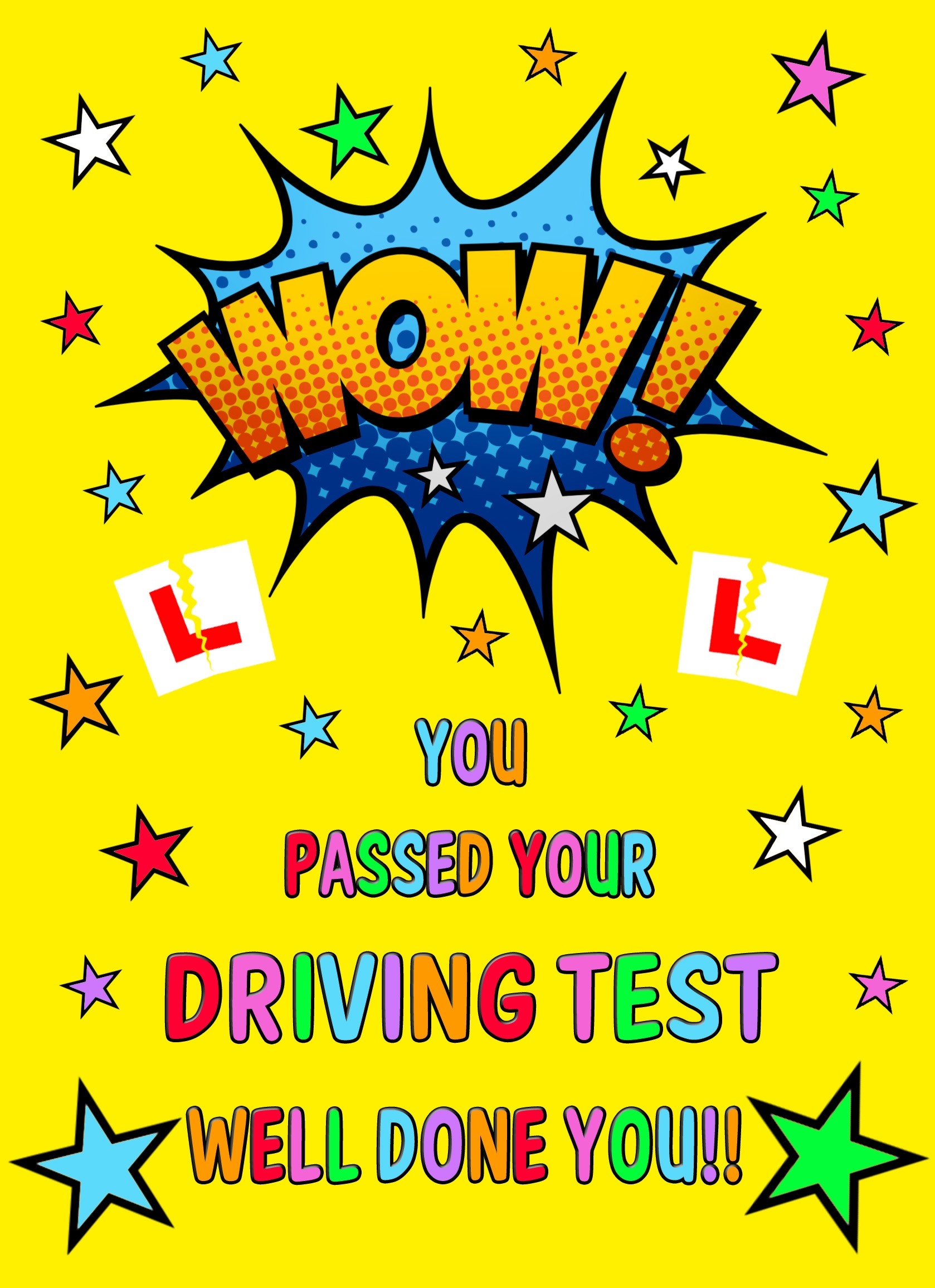Passed Your Driving Test Card (Well Done, Yellow)