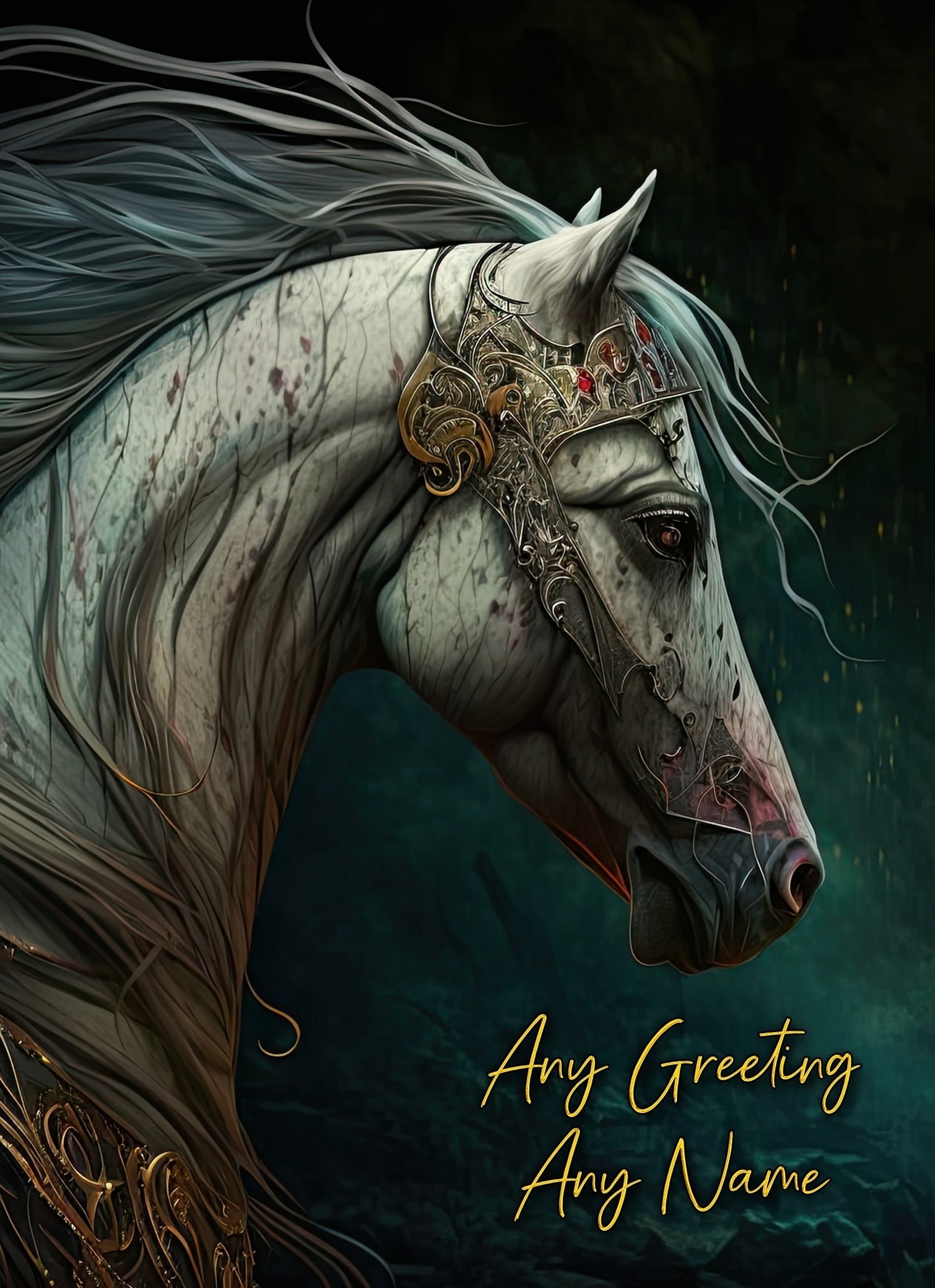 Personalised Fantasy Horse Greeting Card (Birthday, Fathers Day, Any Occasion) Design 4