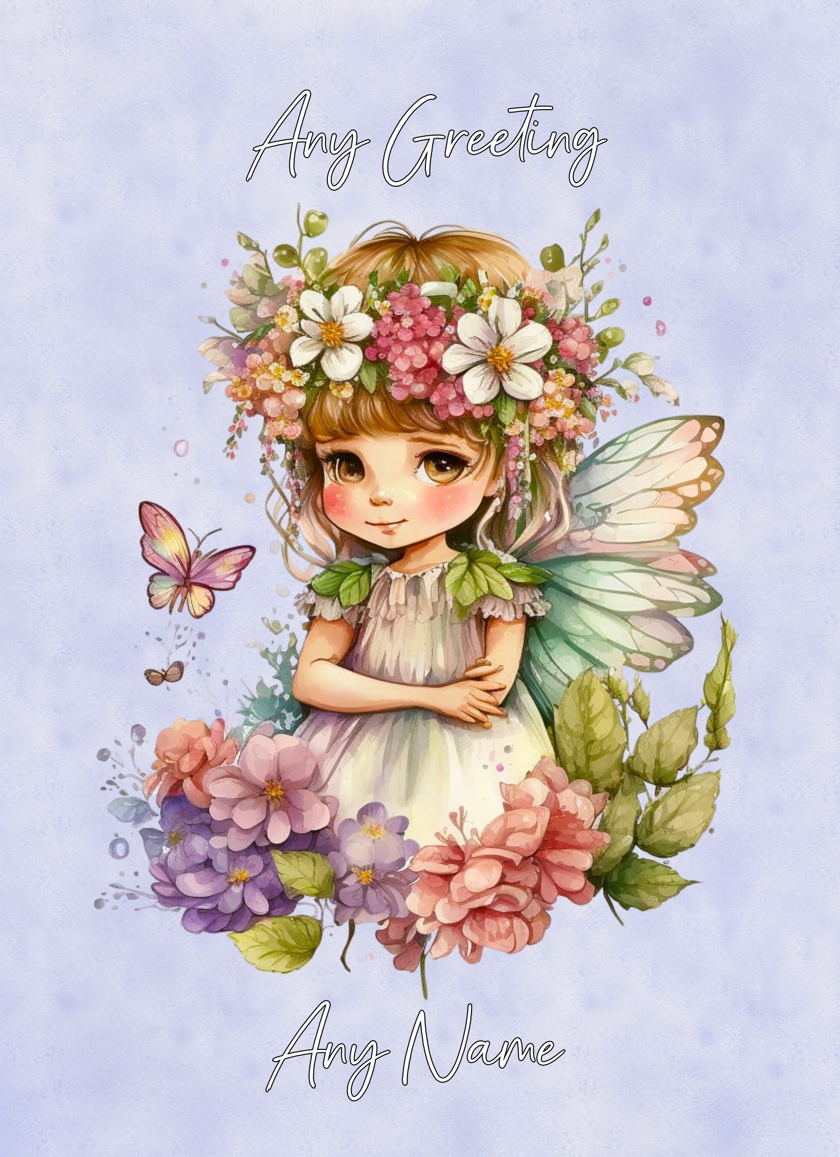 Personalised Fairies Pixies Colourful Art Greeting Card (Birthday, Fathers Day, Any Occasion)