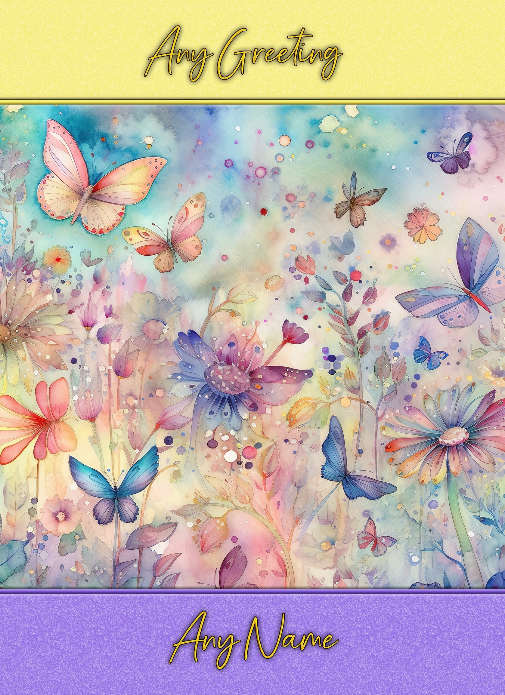 Personalised Butterfly Pastel Art Greeting Card (Birthday, Fathers Day, Any Occasion) 4