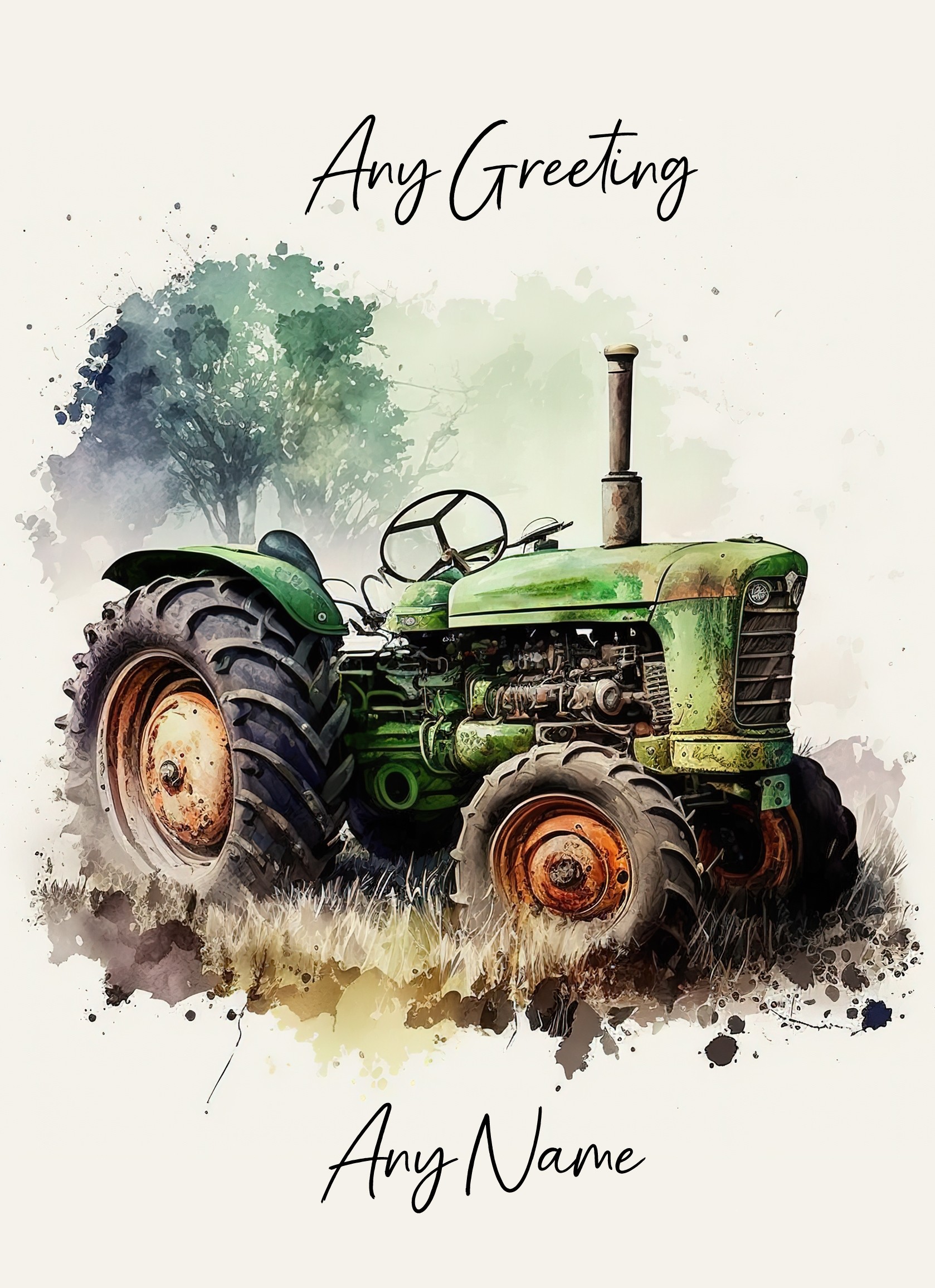 Personalised Tractor Art Greeting Card (Birthday, Fathers Day, Any Occasion) 4