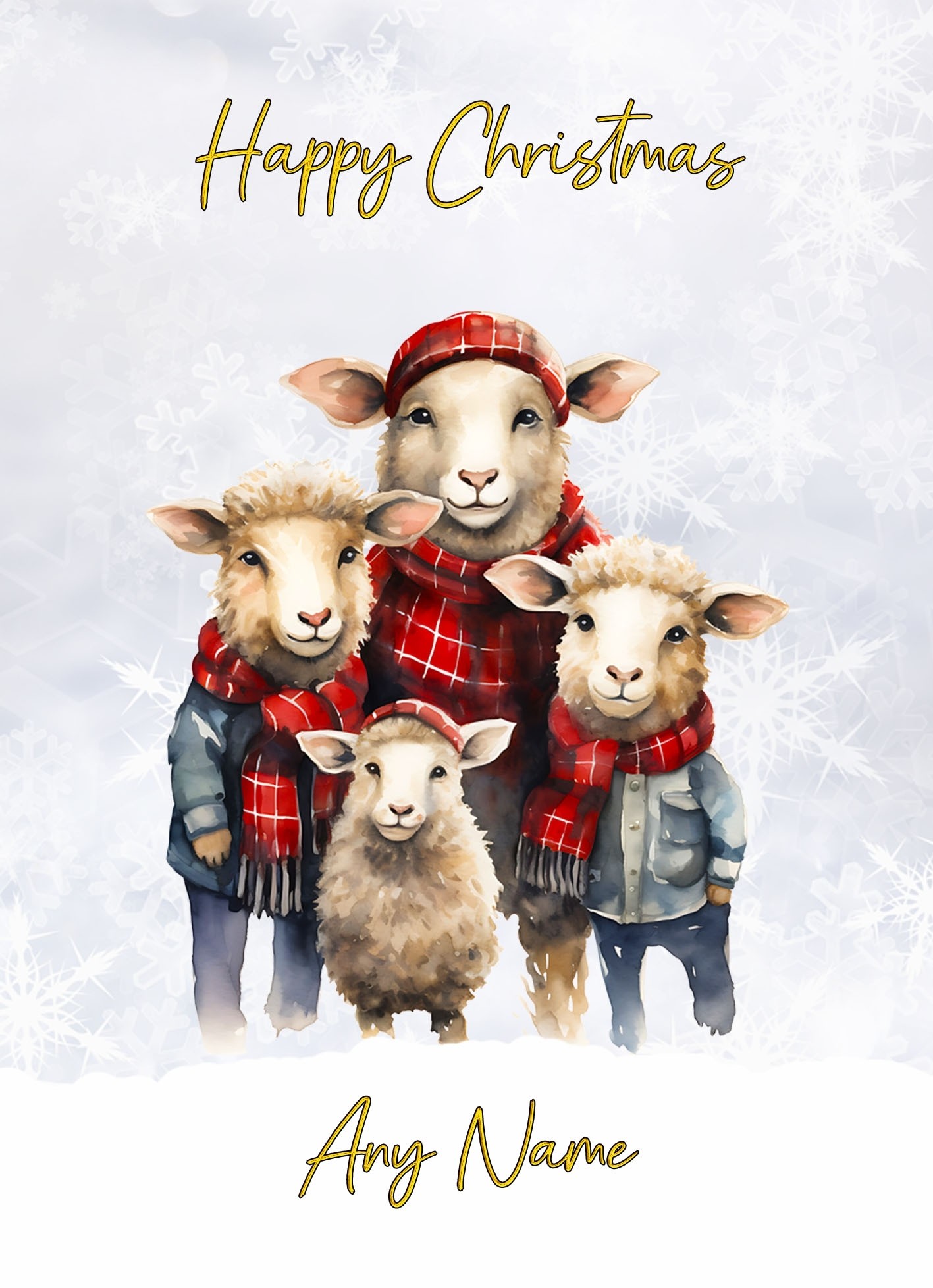 Personalised Sheep Family Christmas Card
