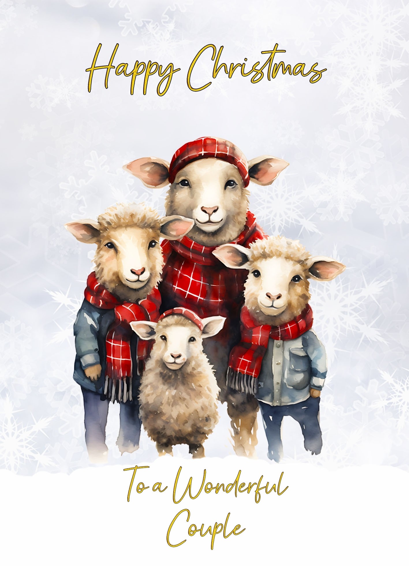 Christmas Card For Couple (Sheep)
