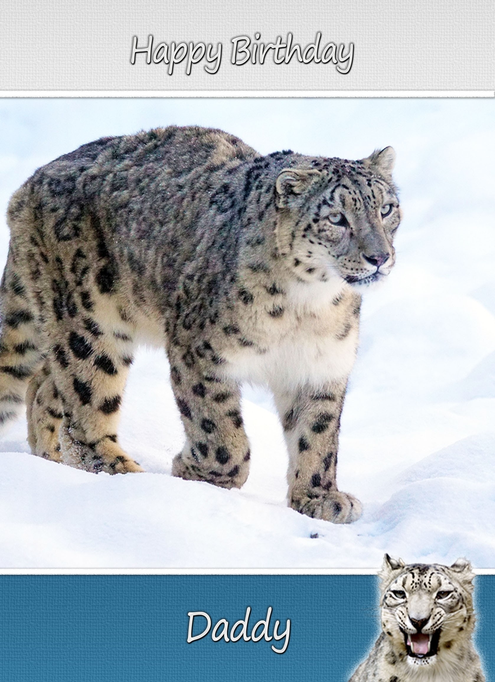 Personalised Snow Leopard Card