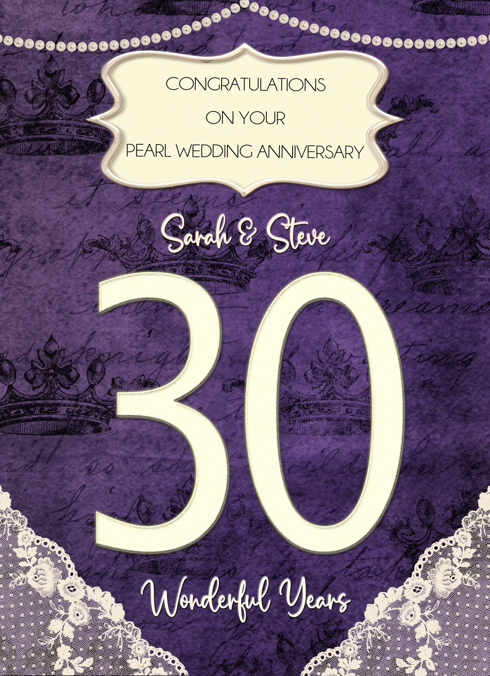 Personalised Pearl 30th Wedding Anniversary Card (Special Couple)