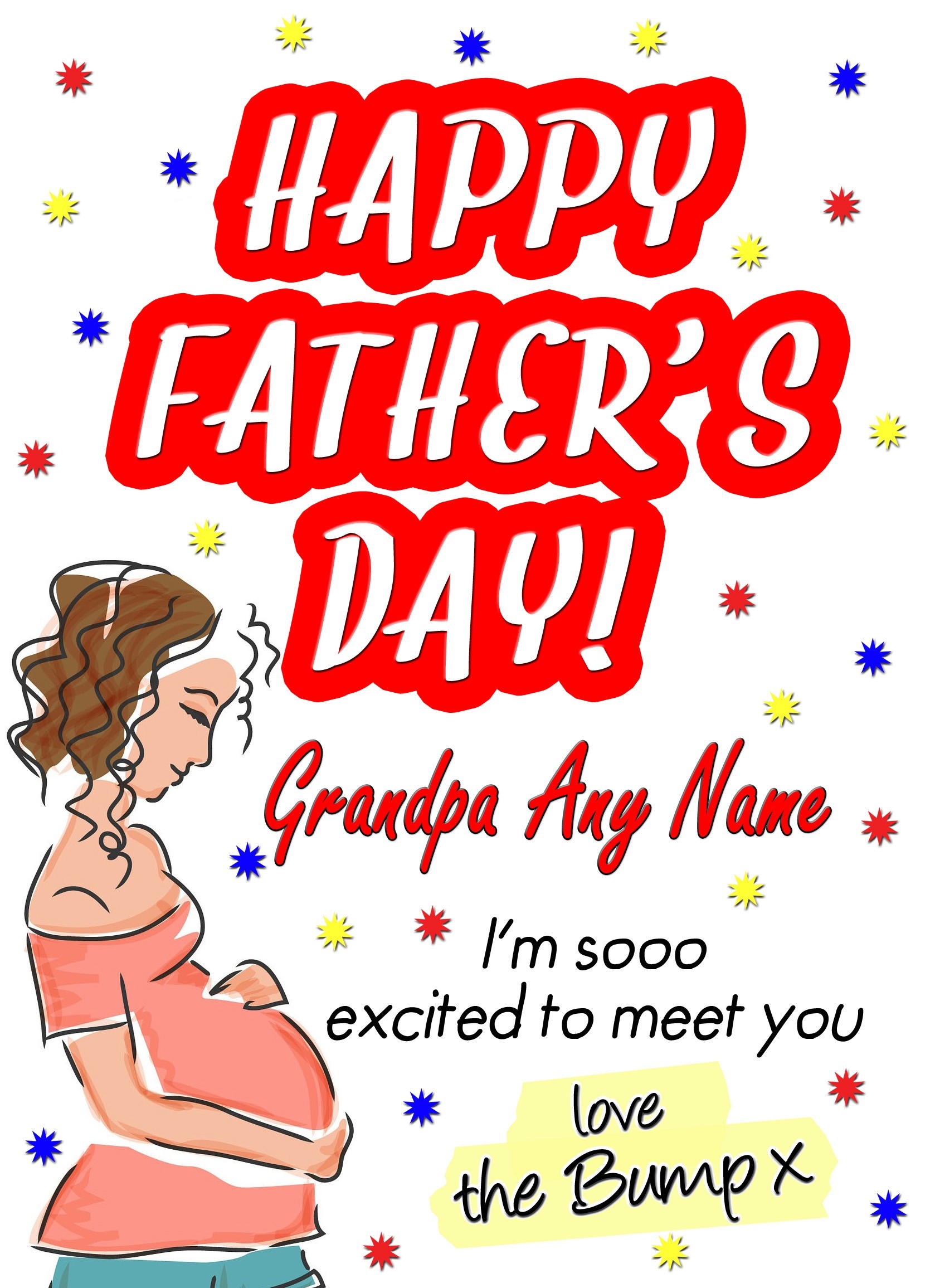 Personalised From The Bump Pregnancy Fathers Day Card (Grandpa, White)