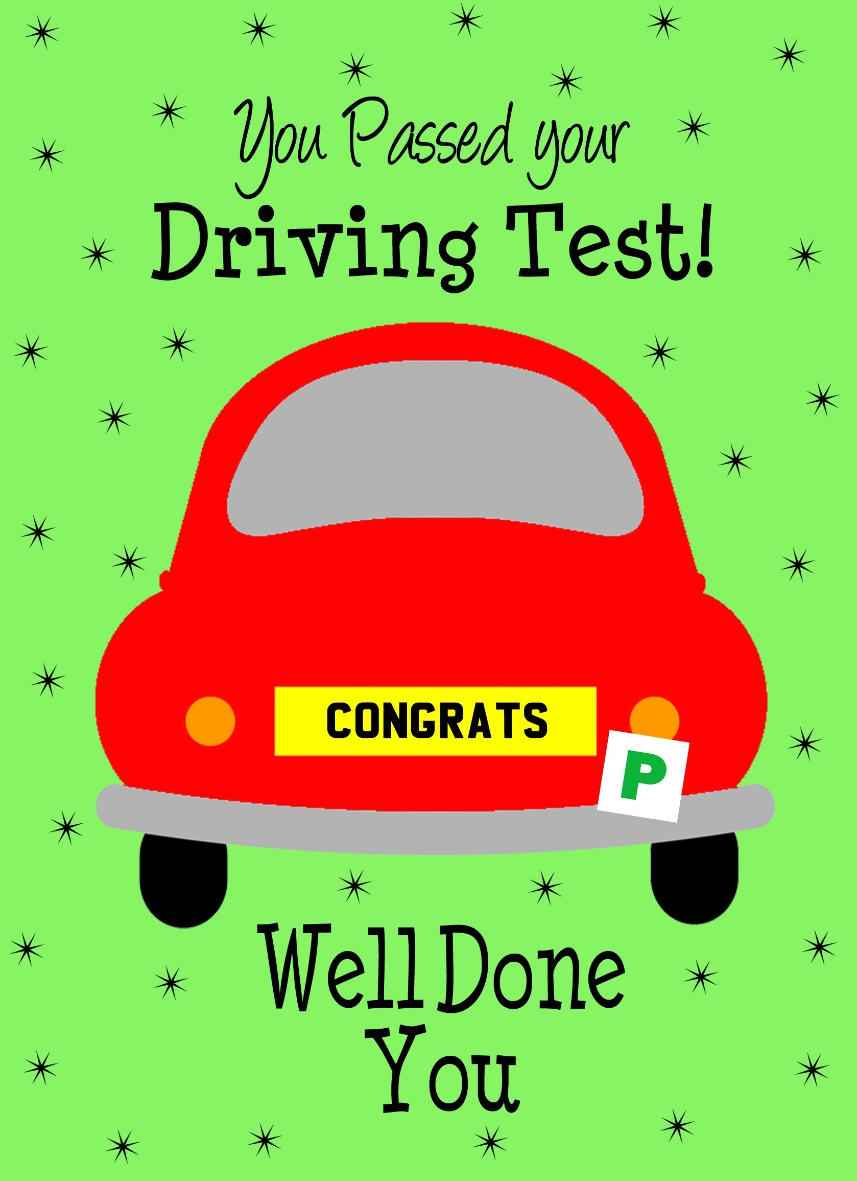 Passed Your Driving Test Card (Well Done, Green)