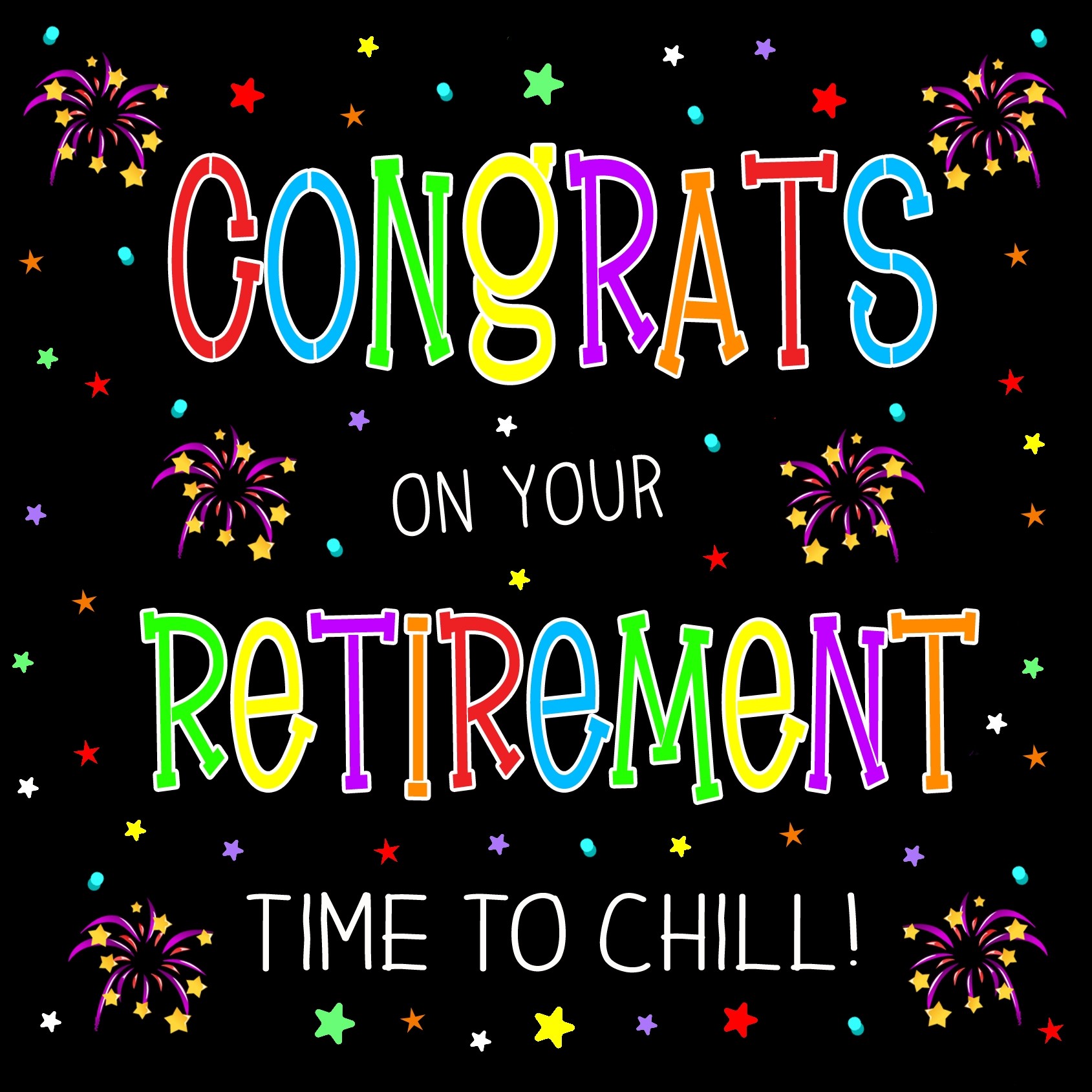 Happy Retirement Congratulations Square Card (Black)