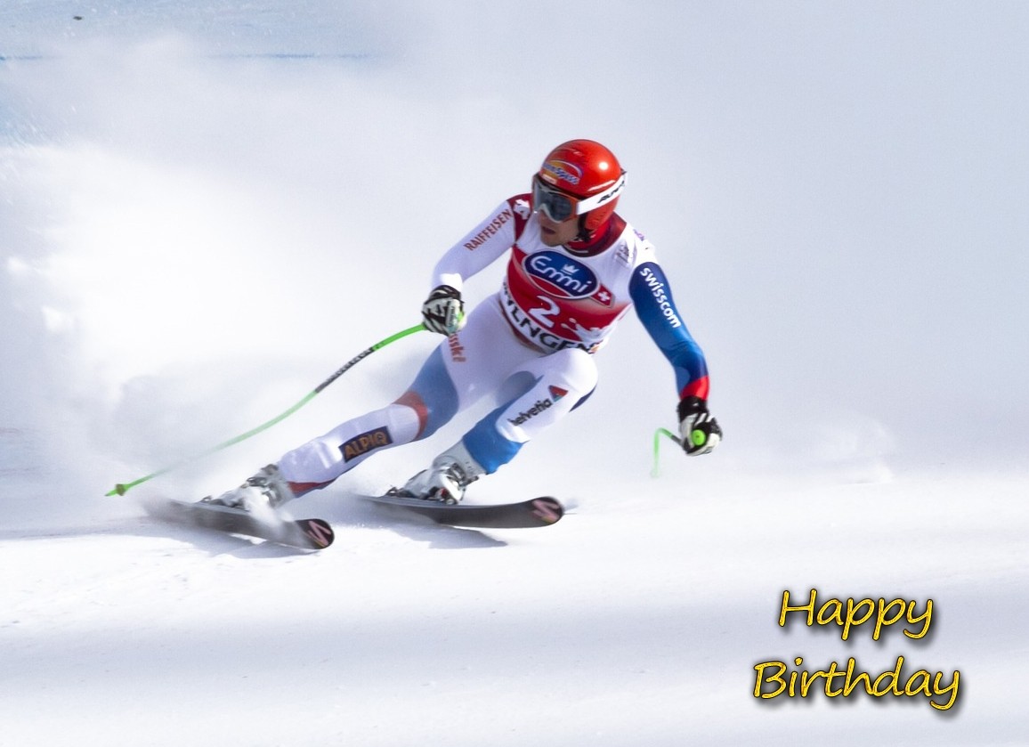 Skiing Birthday Card
