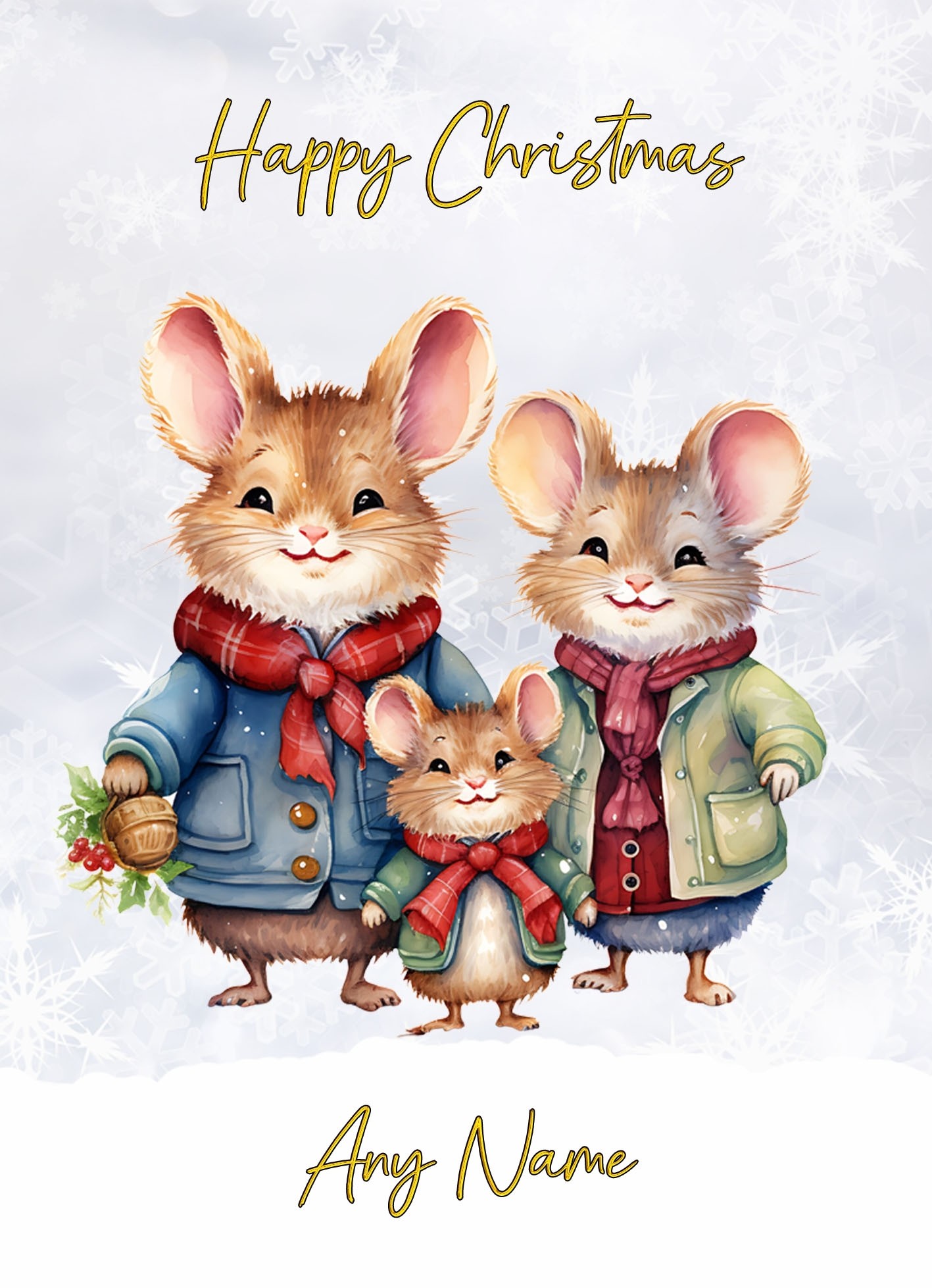Personalised Mouse Family Christmas Card