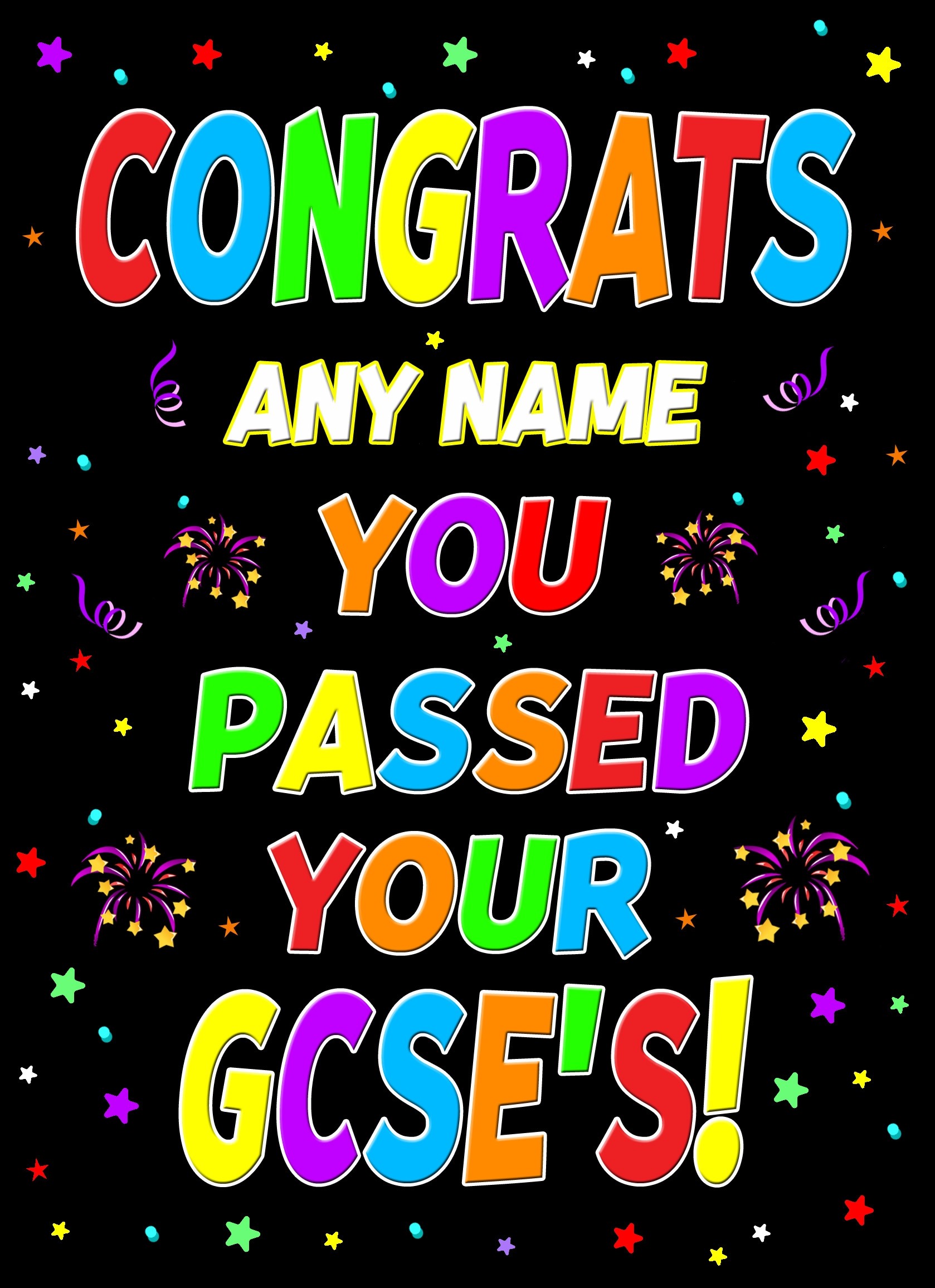 Personalised Congratulations on Passing Your GCSE Exams Card (Stars)