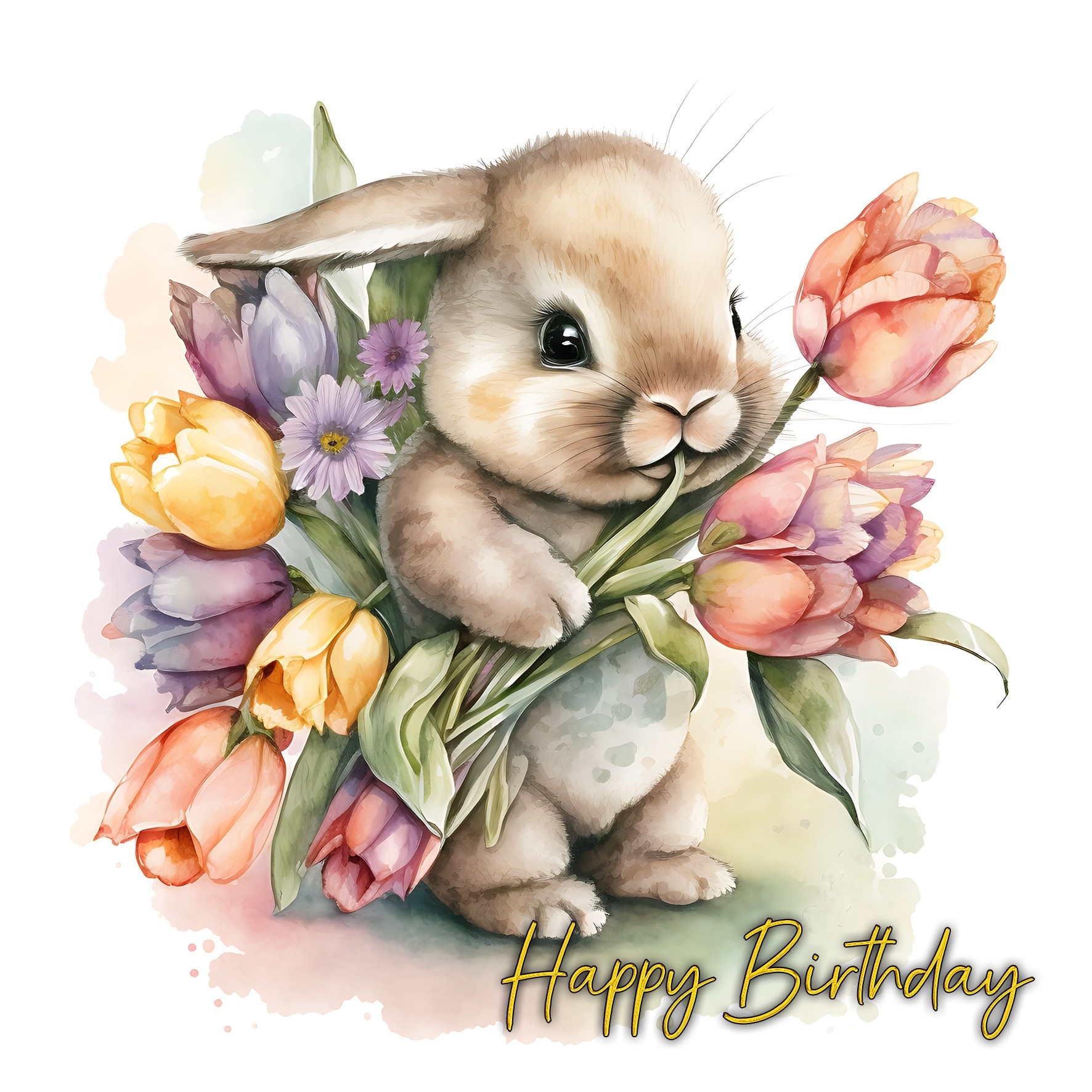 Bunny Rabbit Watercolour Birthday Card 8