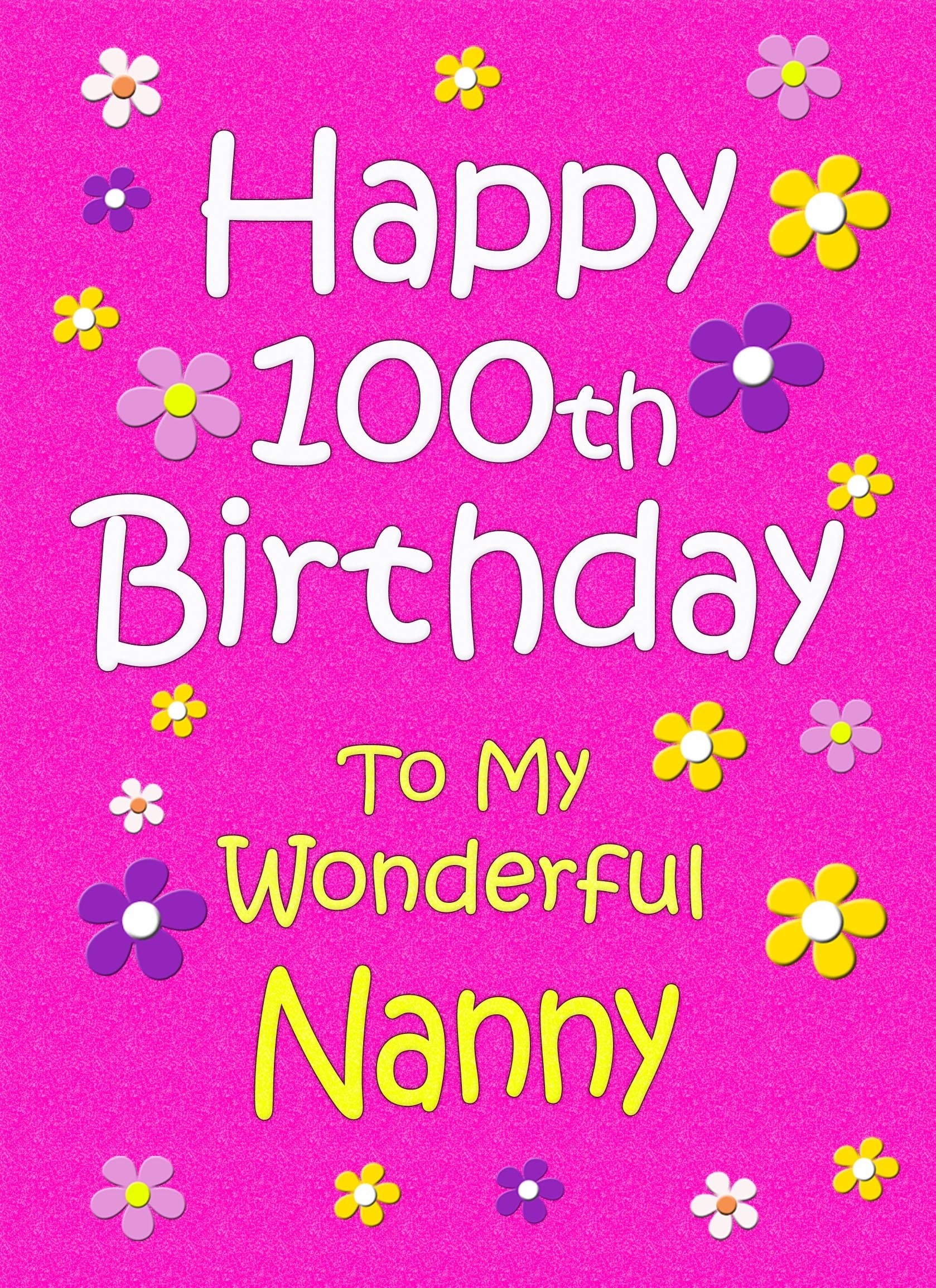 Nanny 100th Birthday Card (Pink)