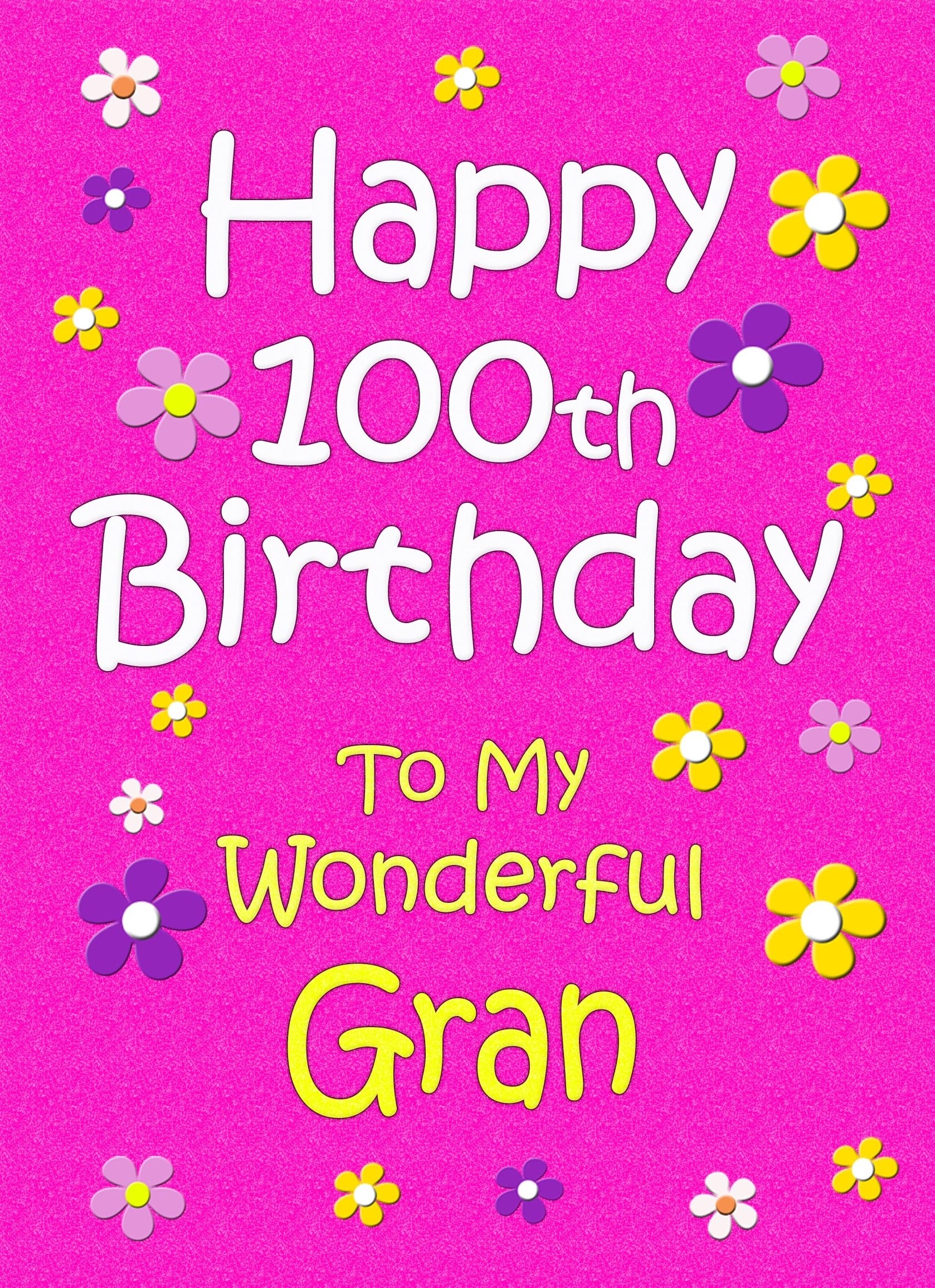 Gran 100th Birthday Card (Pink)