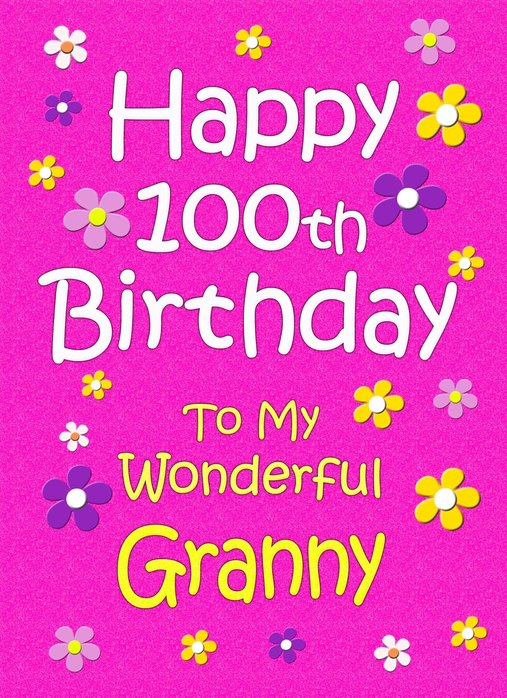 Granny 100th Birthday Card (Pink)
