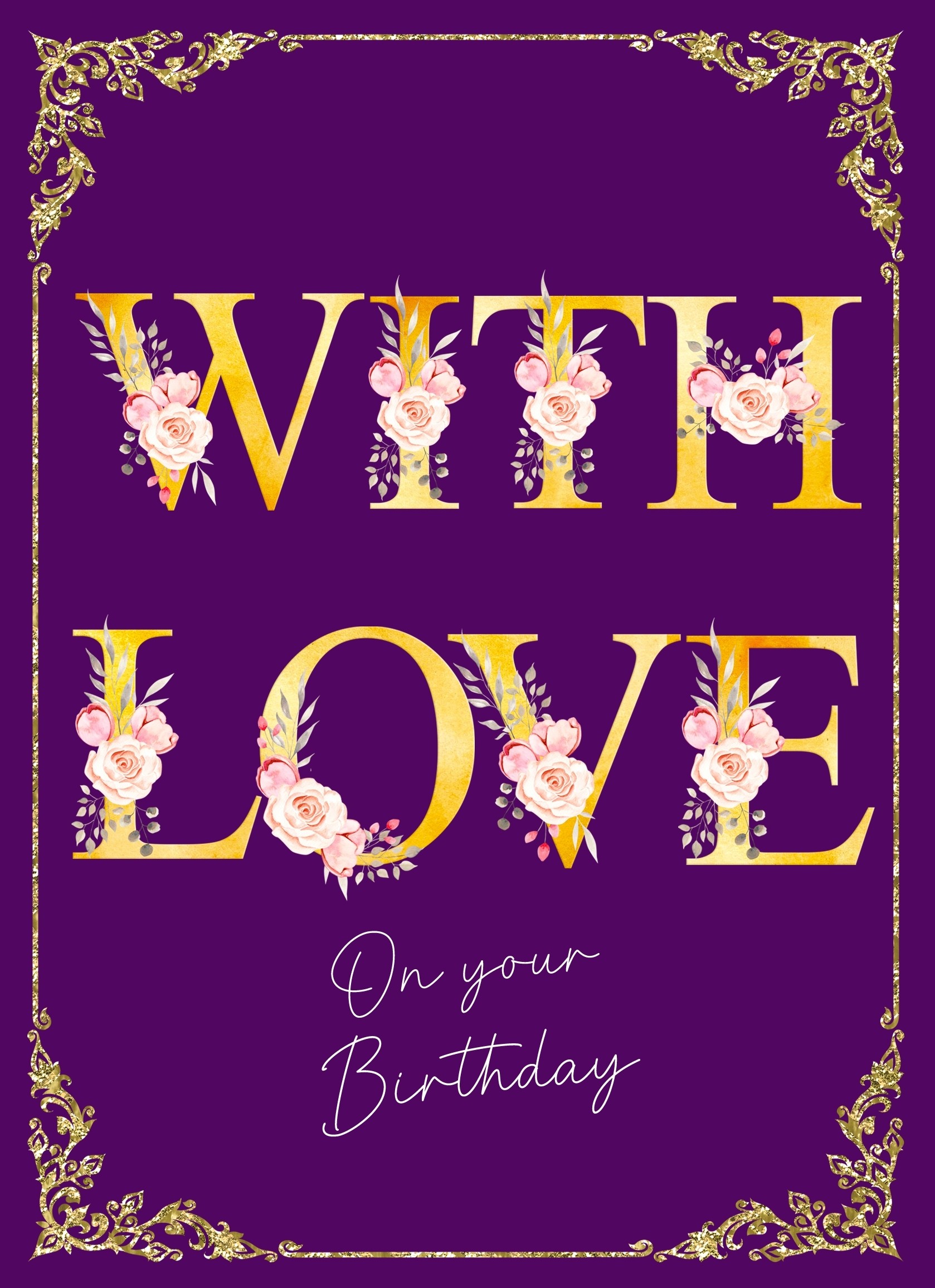 Happy Birthday Greeting Card (Purple)