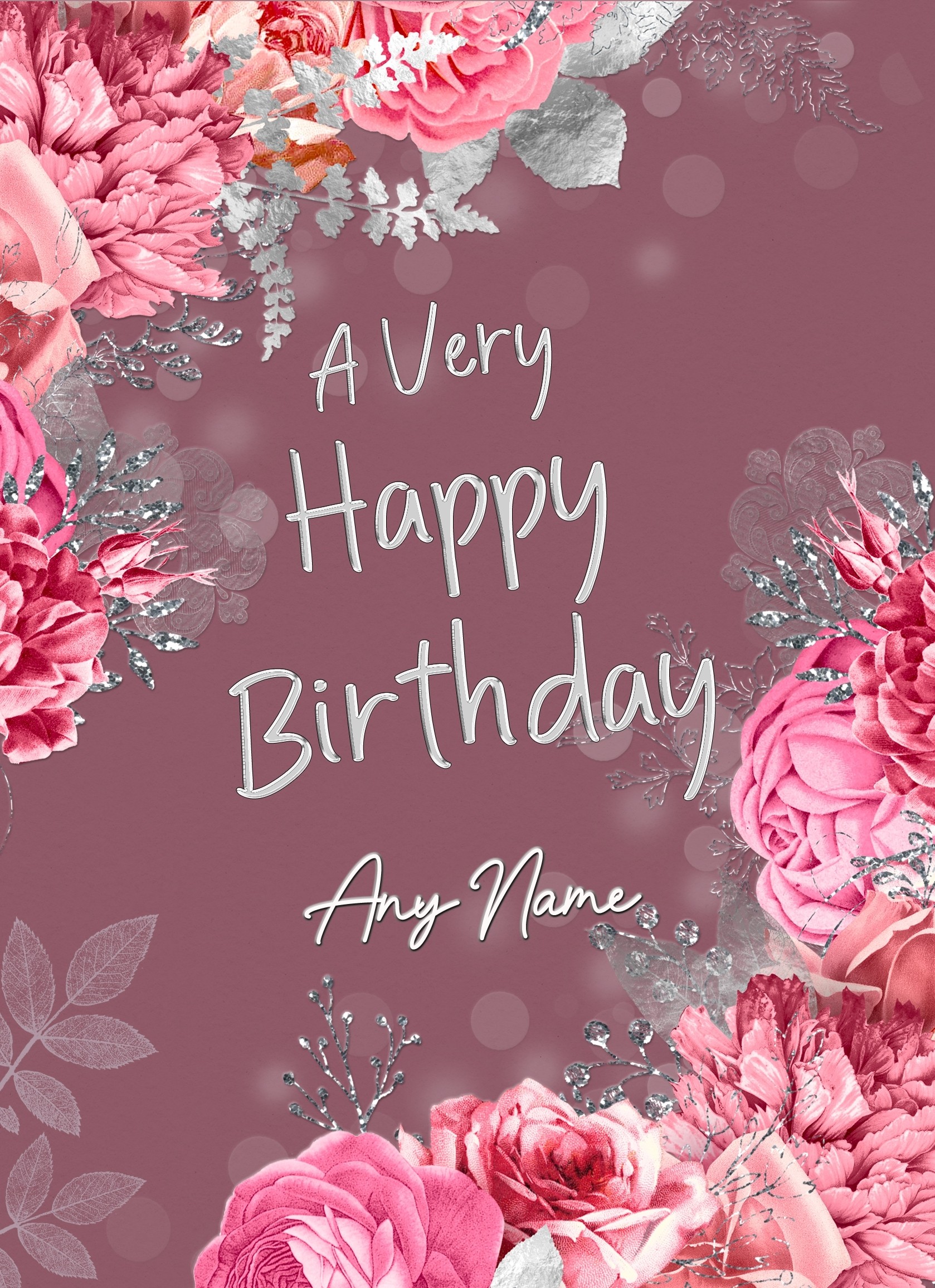 Personalised Happy Birthday Greeting Card (Rose)