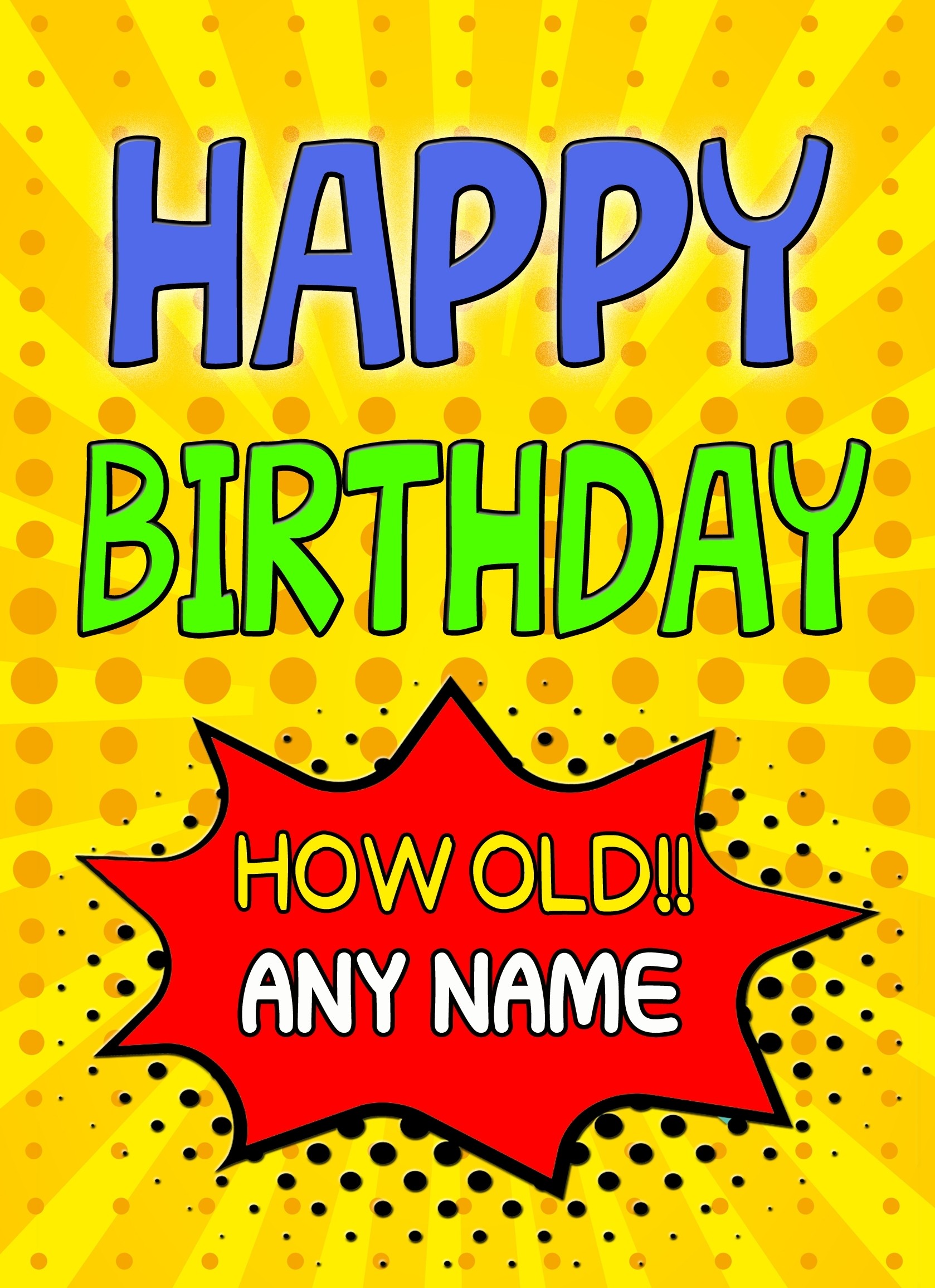 Personalised Happy Birthday Greeting Card (How Old)