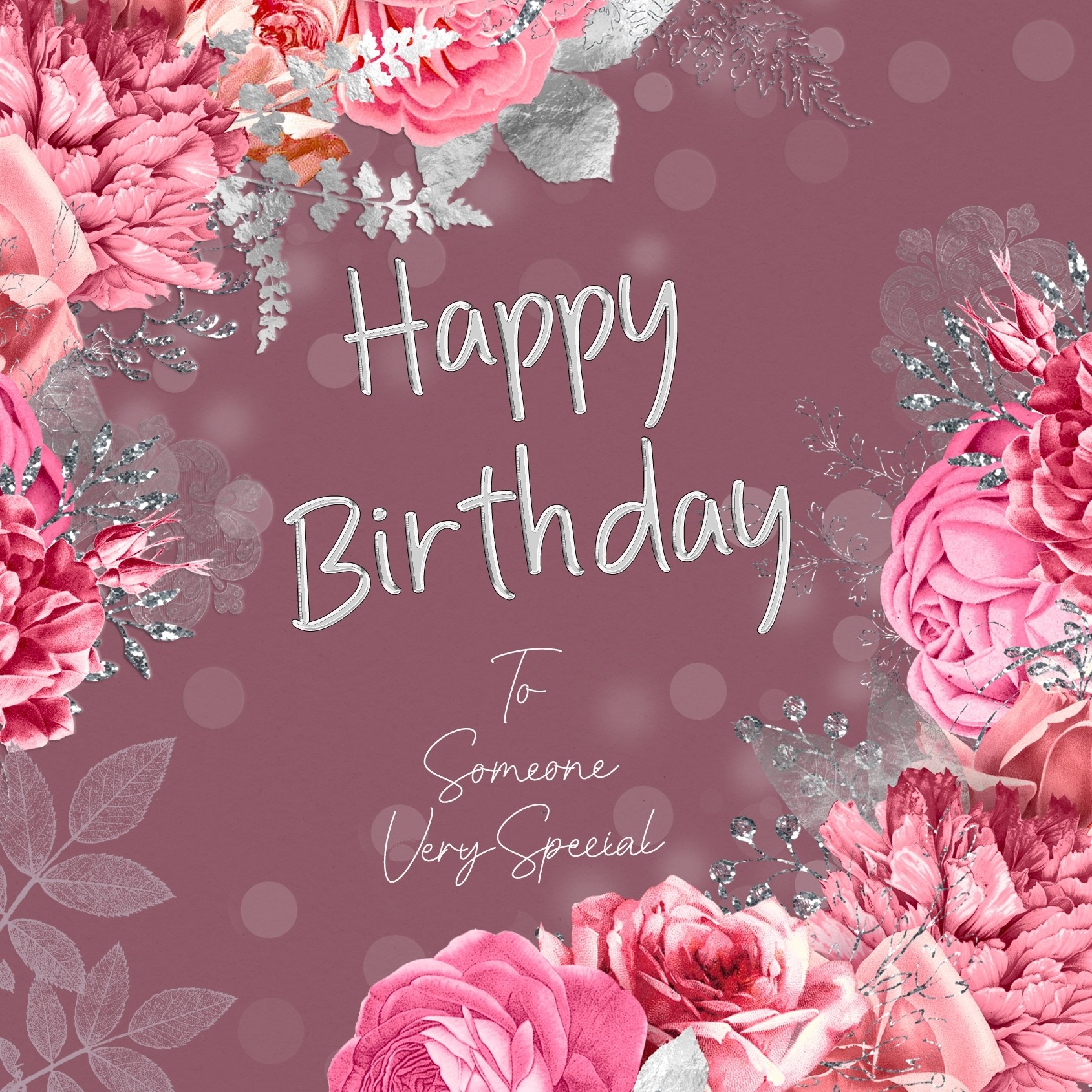 Happy Birthday Greeting Card (Square, Rose)