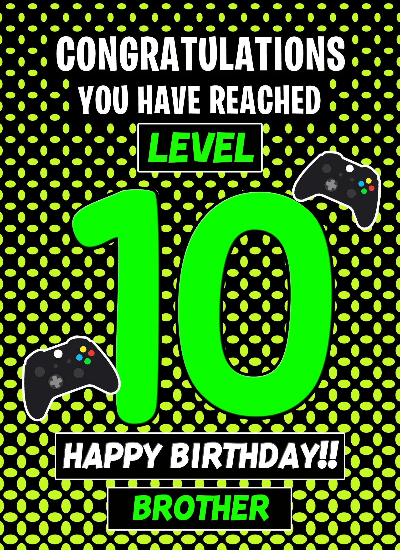 Brother 10th Birthday Card (Level Up Gamer)