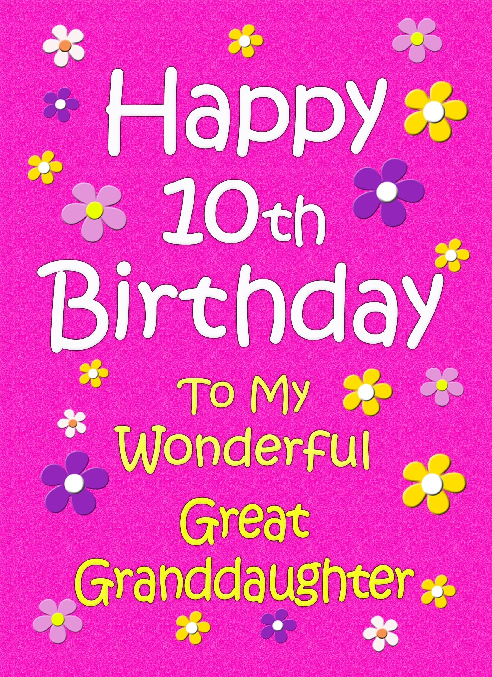 Great Granddaughter 10th Birthday Card (Pink)
