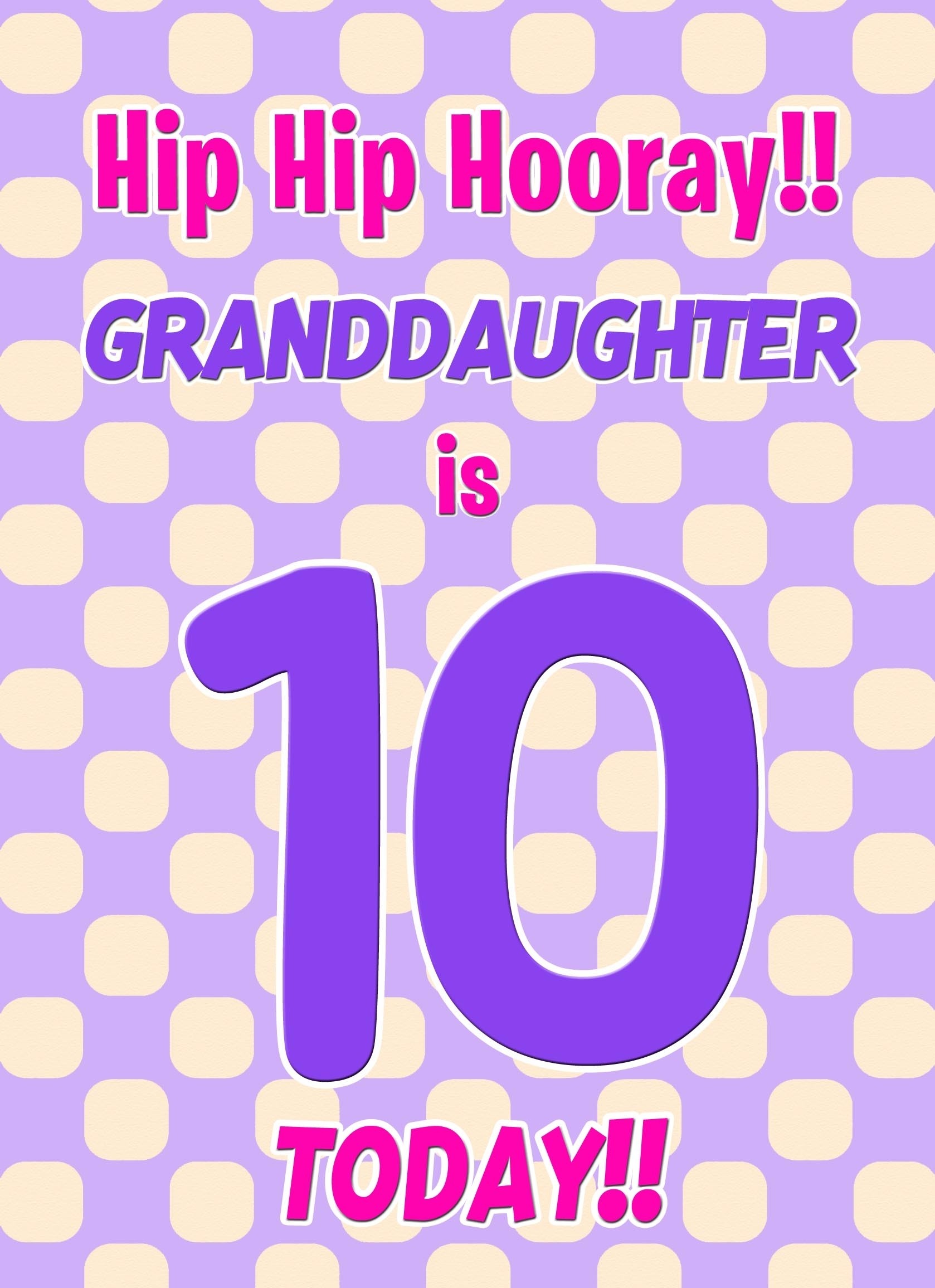 Granddaughter 10th Birthday Card (Purple Spots)