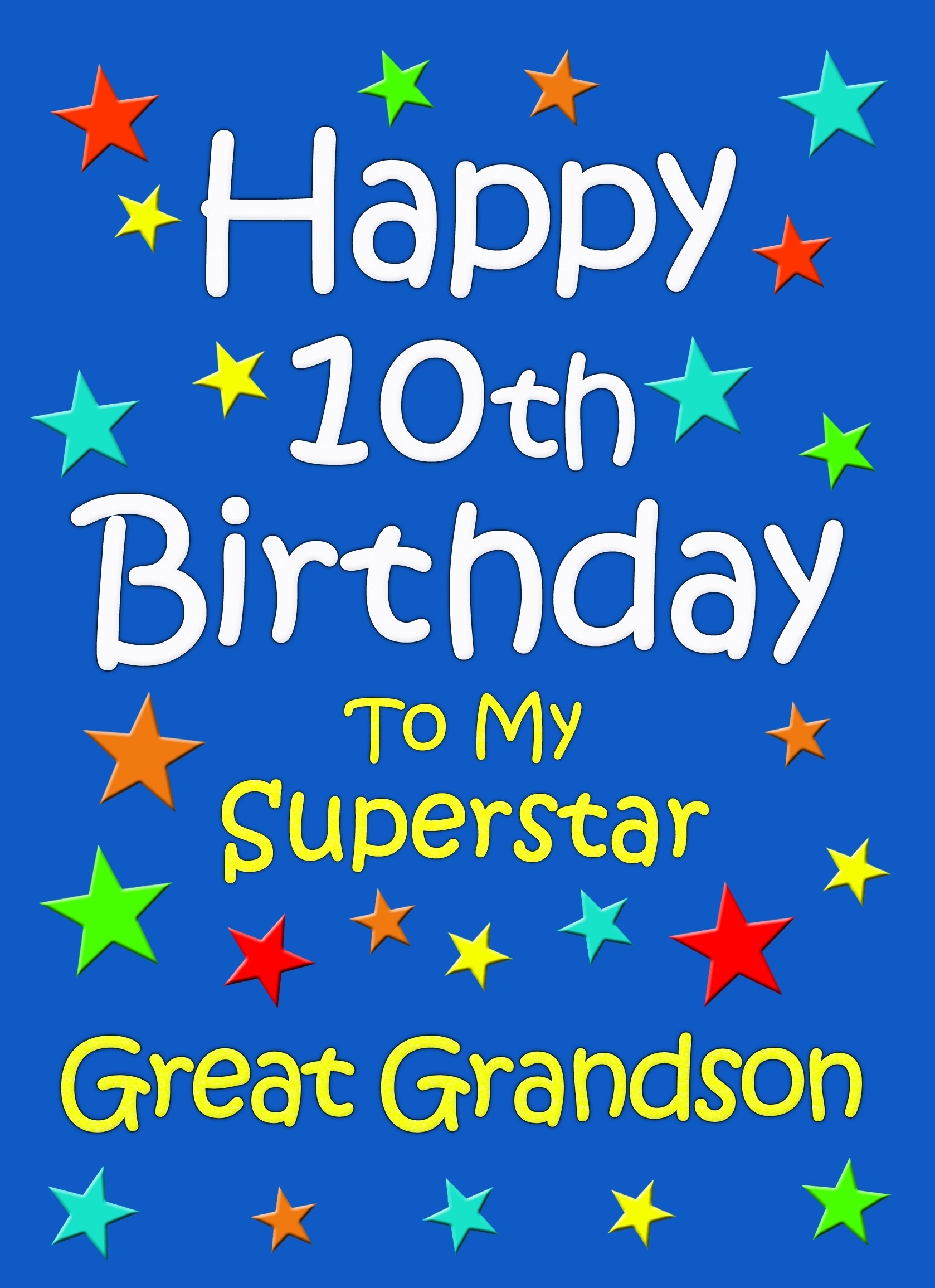 Great Grandson 10th Birthday Card (Blue)