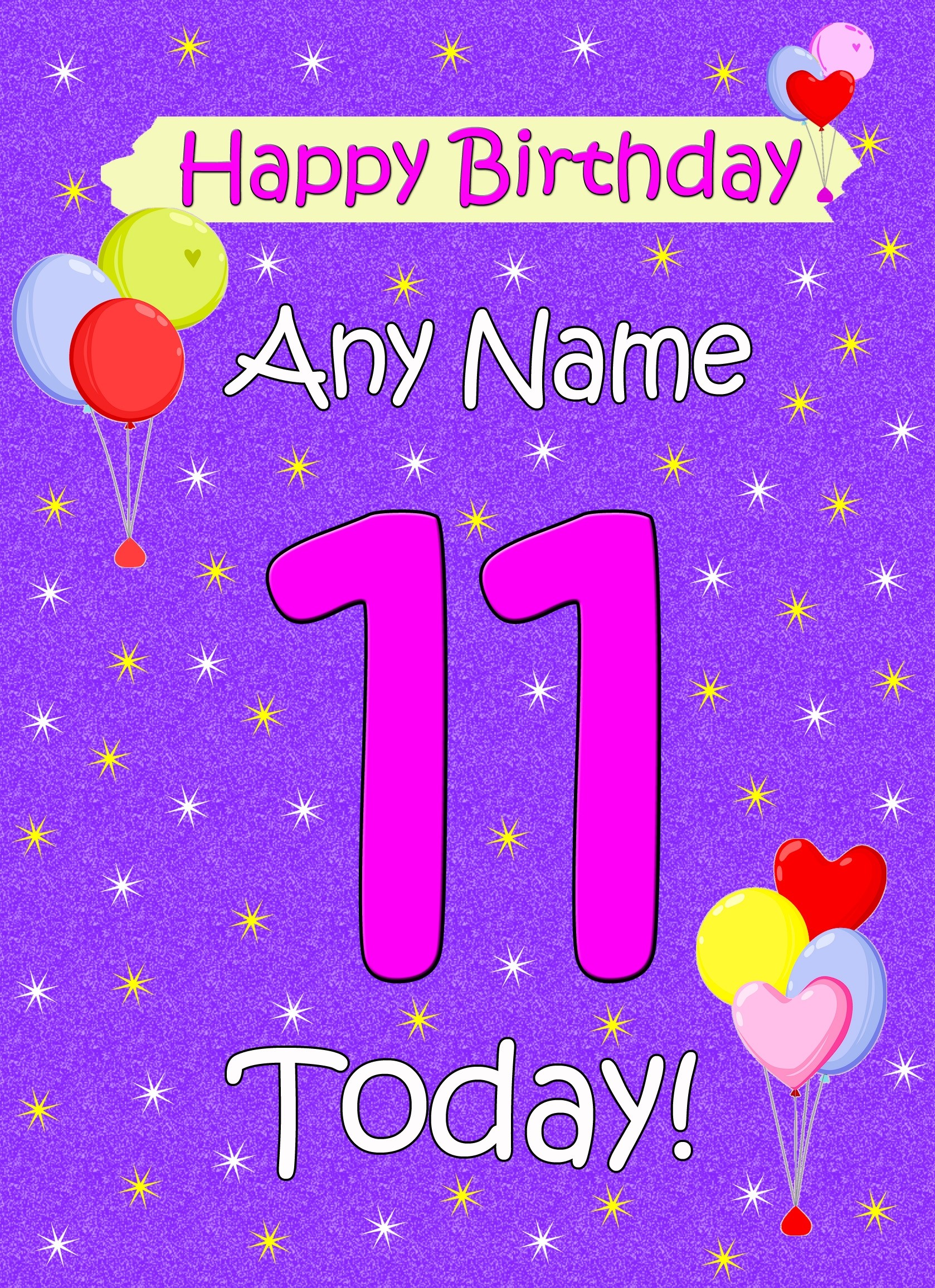 Personalised 11th Birthday Card (Lilac)