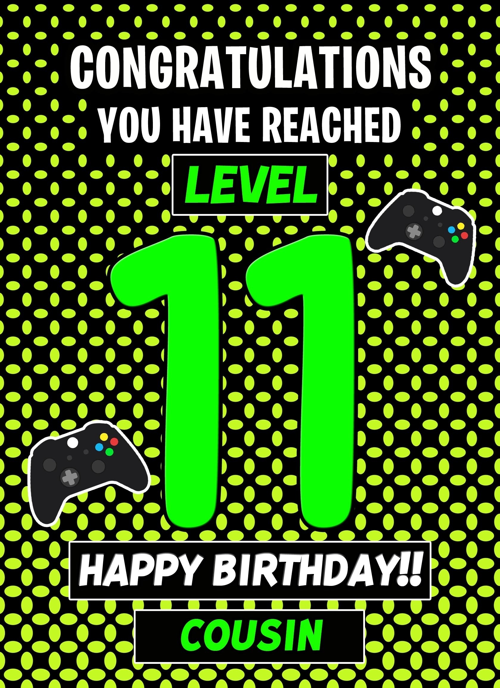 Cousin 11th Birthday Card (Level Up Gamer)