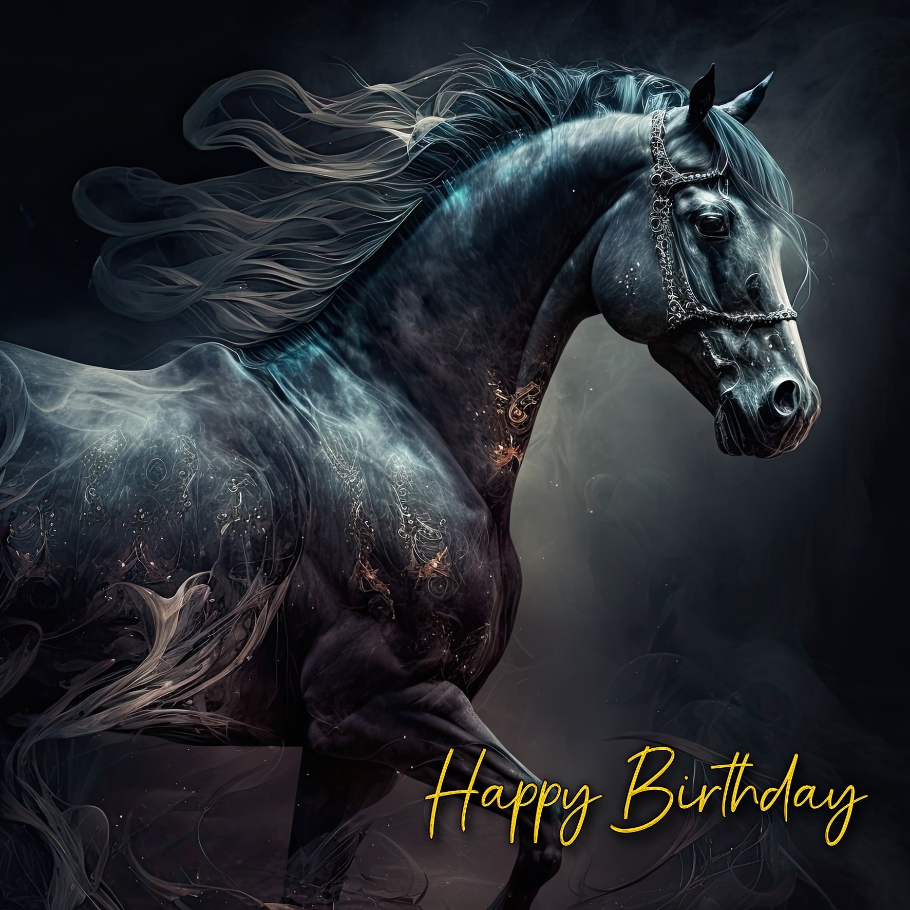 Fantasy Horse Square Birthday Card Design 11