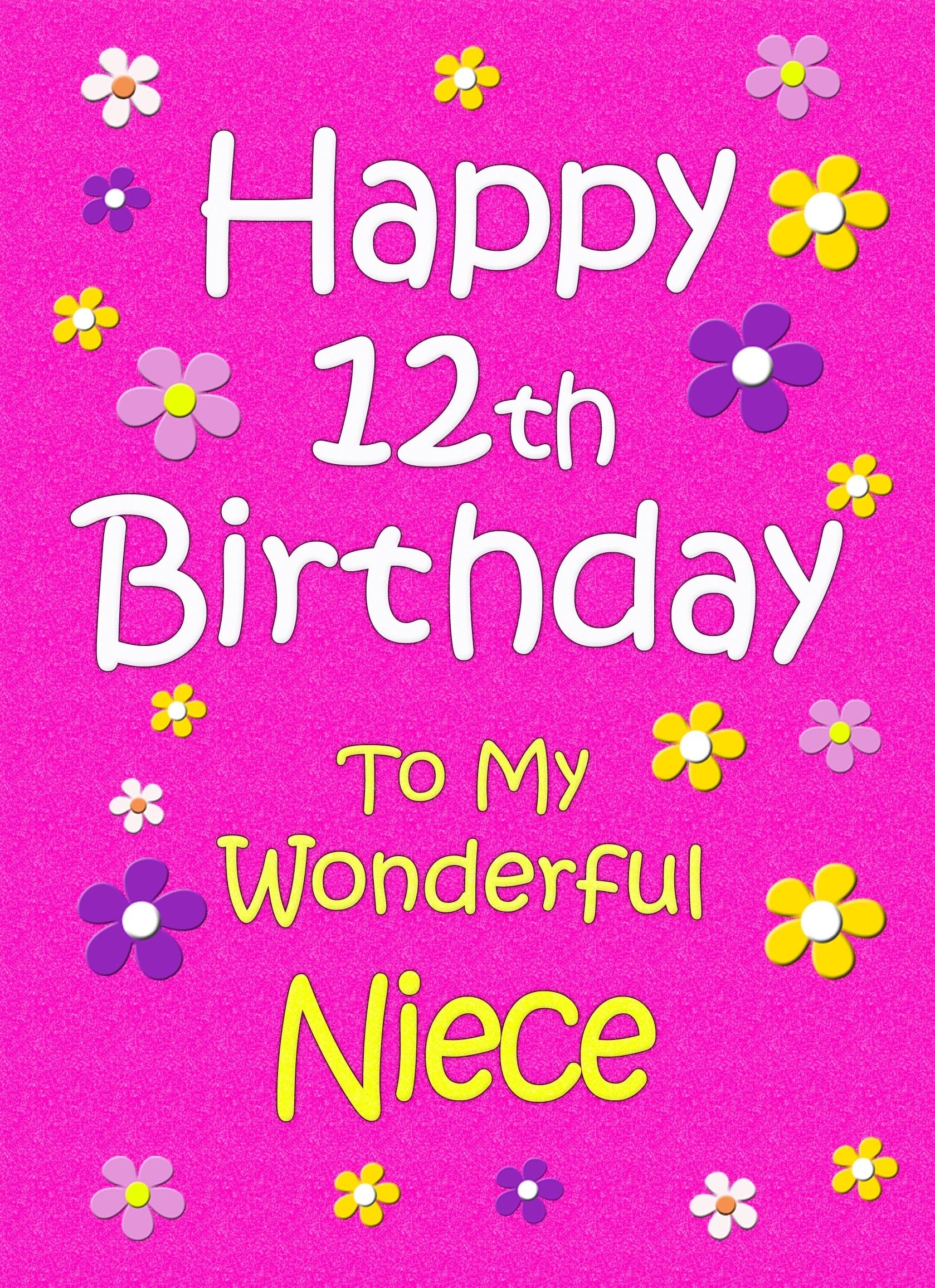 Niece 12th Birthday Card (Pink)