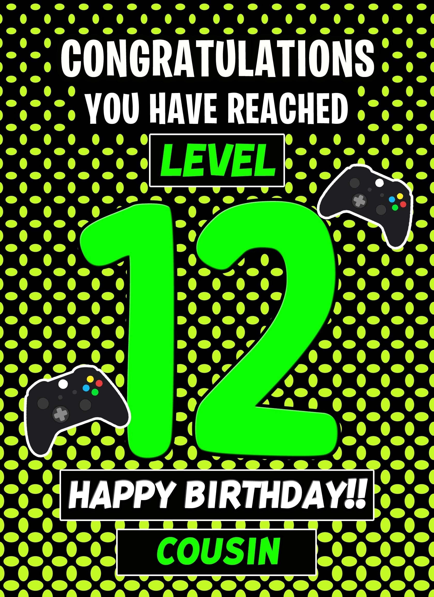 Cousin 12th Birthday Card (Level Up Gamer)