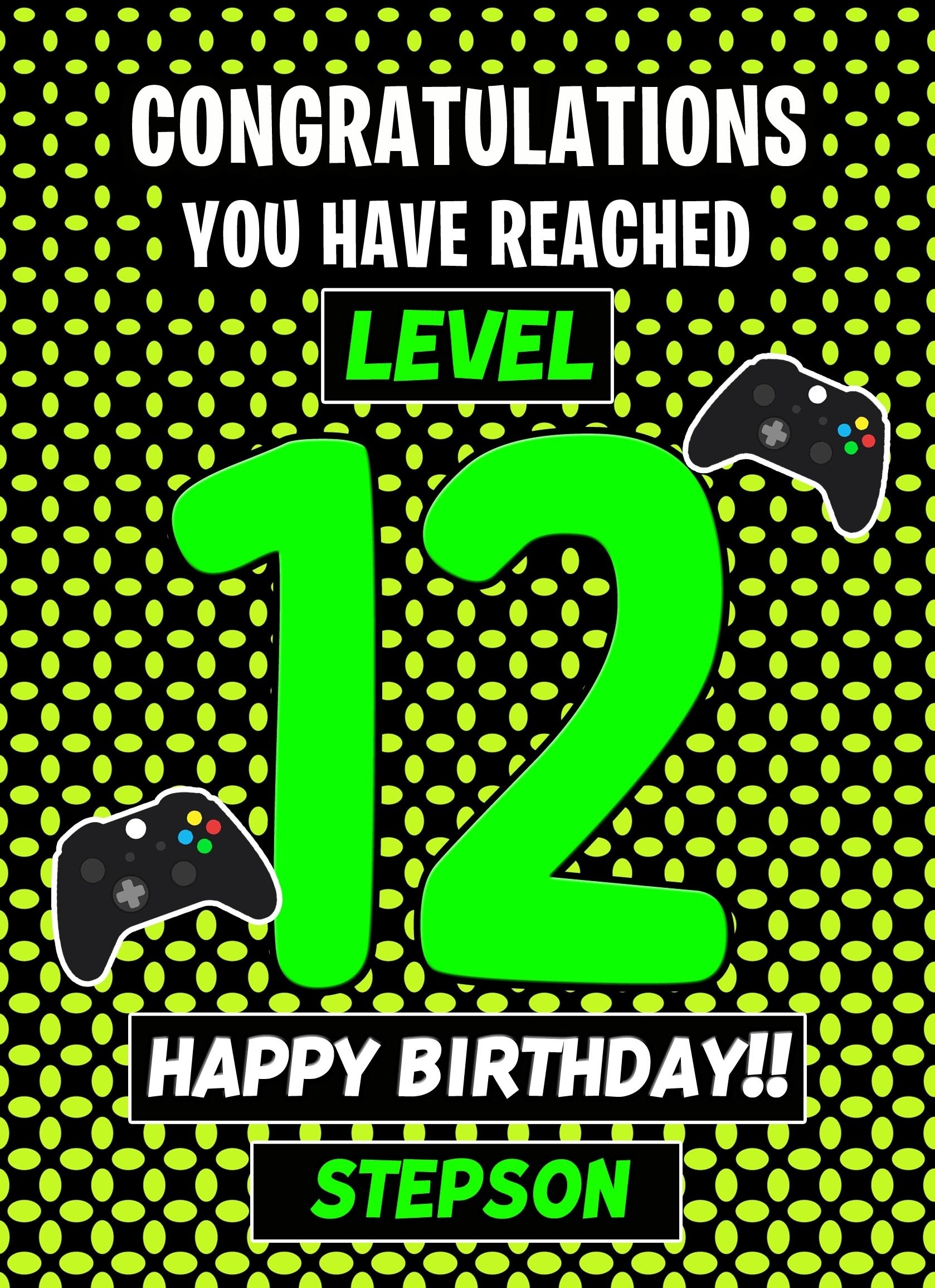 Stepson 12th Birthday Card (Level Up Gamer)