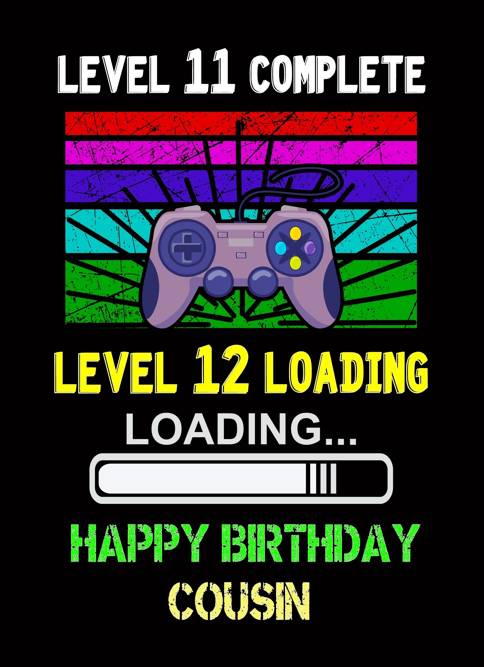 Cousin 12th Birthday Card (Gamer, Design 2)