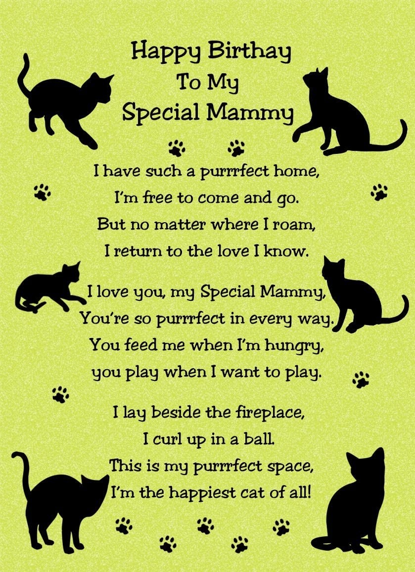 from The Cat Verse Poem Birthday Card (Lime, Special Mammy)